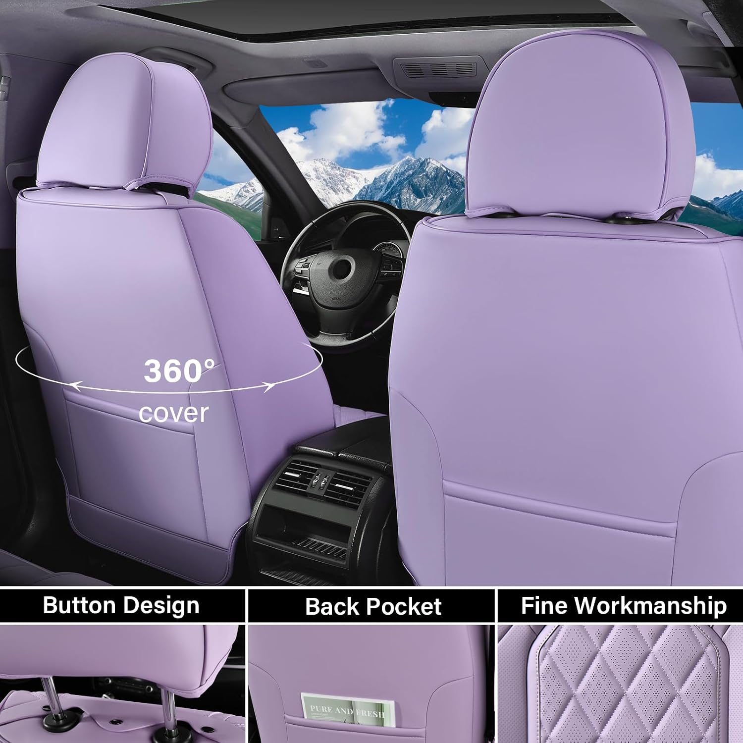 Thumbnail 1 de Coverado Car Seat Covers Full Set — Purple leather