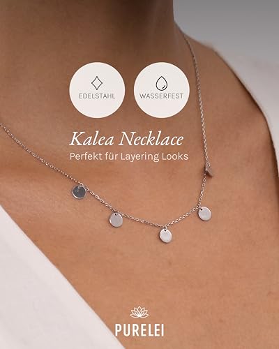 Detalle de Purelei Kalea Kette Damen (Silber) – verstellbare Halskette aus Edelstahl, wasserfest