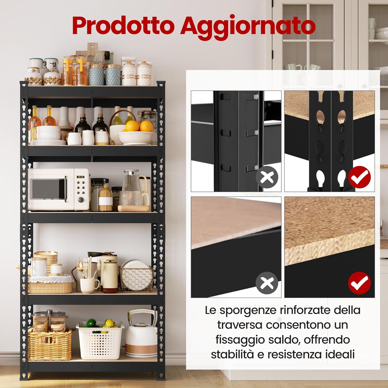 Detalle 2 de Yaheetech Scaffale Metallo Garage – Scaffalatura 150x70x30 cm a 5 Ripiani, carico massimo 150 kg per ripiano
