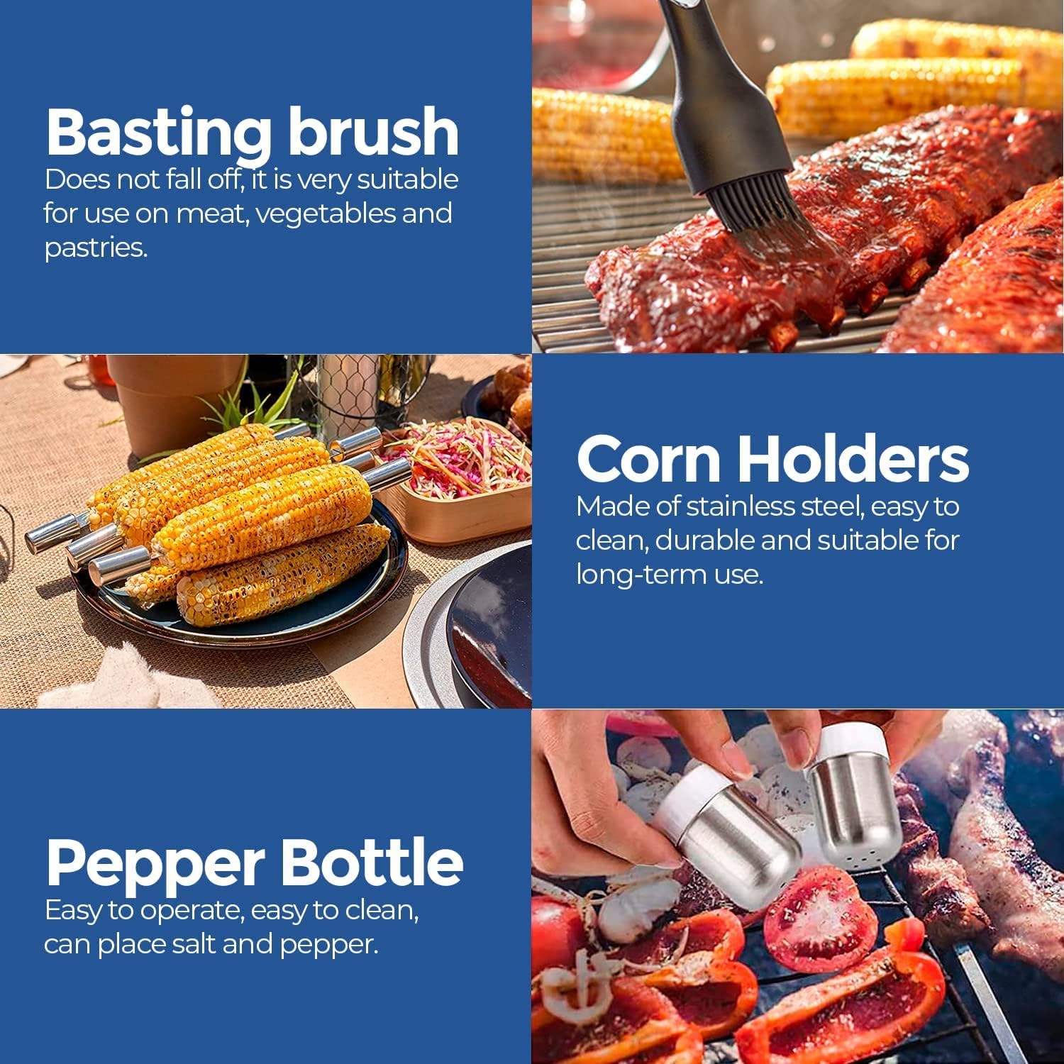 Detalle de Edihome Set Barbecue 25 pezzi con custodia in tessuto – accessori in acciaio inox