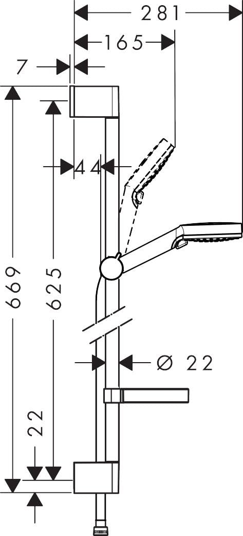 Thumbnail 5 de Hangrohe Crometta - Set de douche (65 cm) avec douchette, flexible 160 cm et porte-savon — Blanc/Chromé