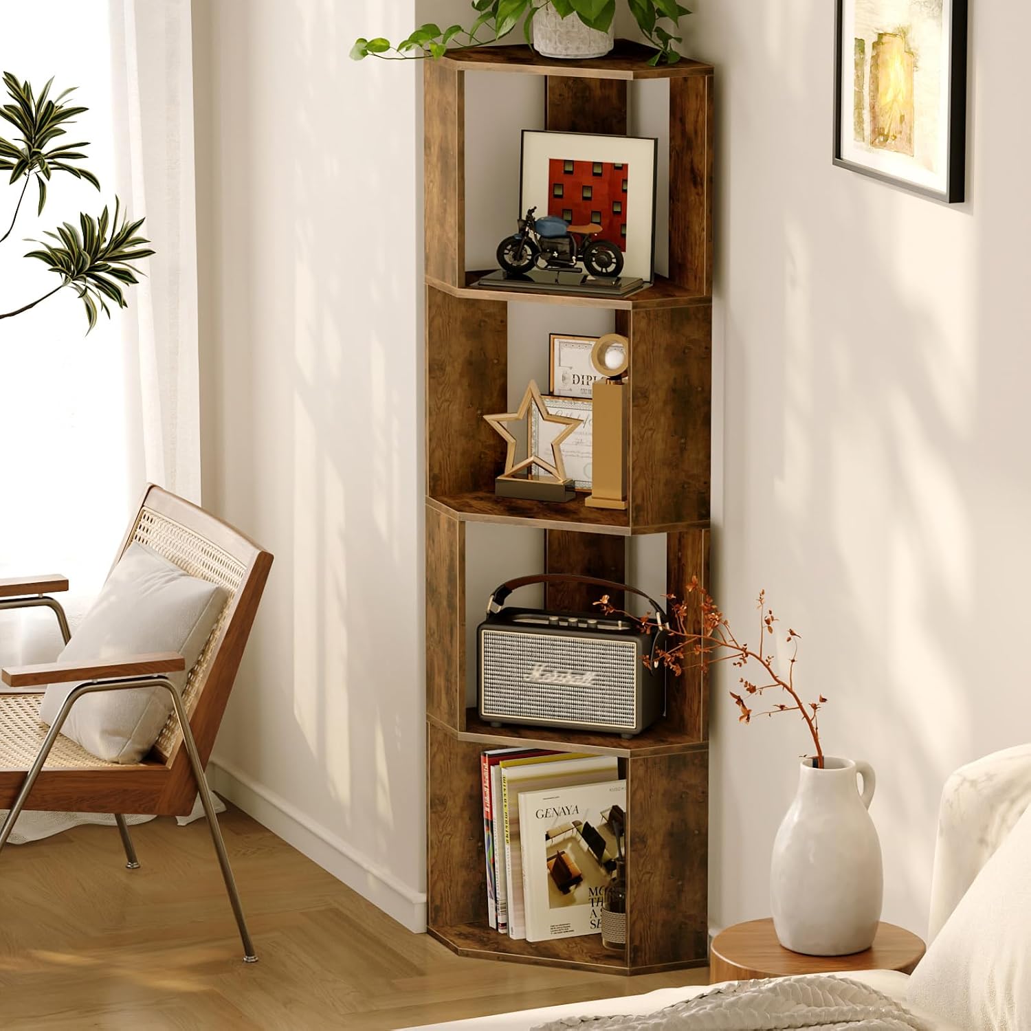 Detalle 2 de ALISENED Corner Bookshelf, 4-Tier