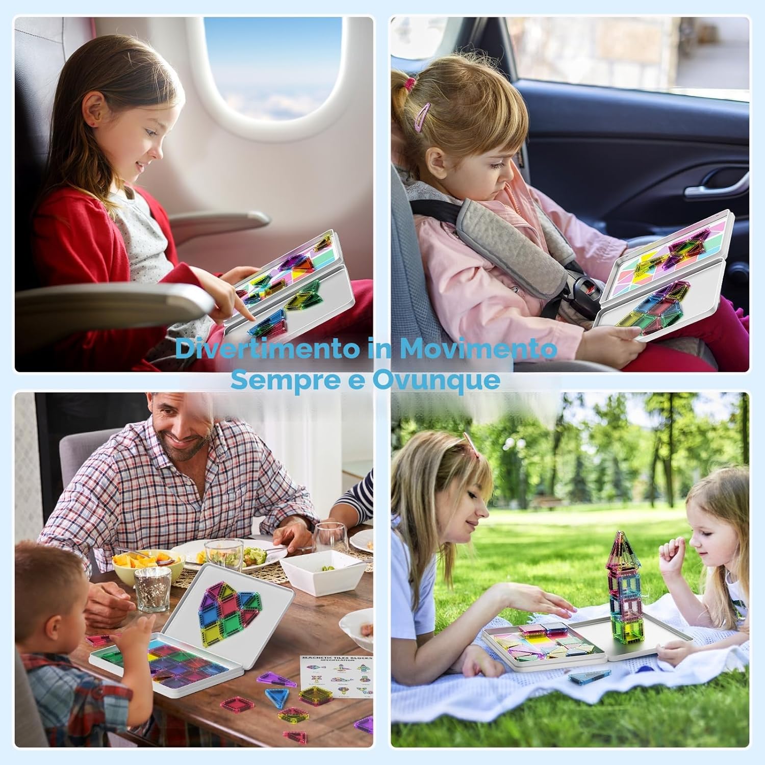 Detalle de Set di 42 mattonelle magnetiche da viaggio per bambini – educator e gioco creativo per 3+
