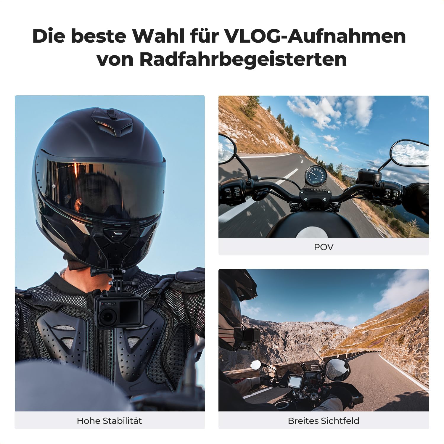 Detalle 2 de K&F CONCEPT Kinnriemenhalterung fürs Action-Cam POV am Motorradhelm (u. a. für Osmo 360 & GoPro Hero 13/12/11)