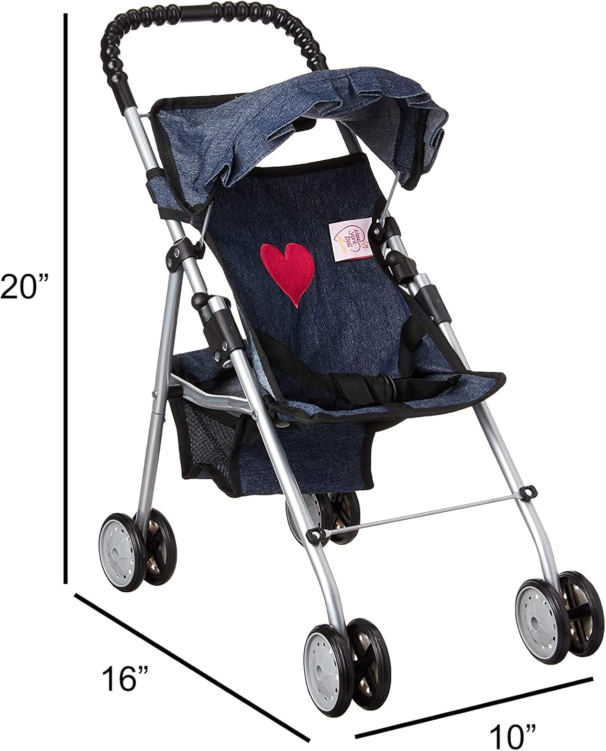 Detalle de My First Doll Stroller Denim for Baby Doll — Hood, Seat Belt & Foldable Design