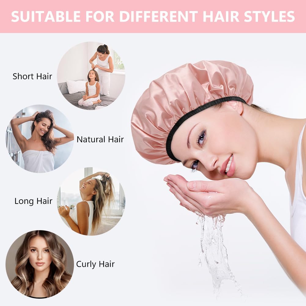 Thumbnail 4 de AOGOE Cuffia da Doccia per Donna – Cuffia Capelli Triplo Strato, Impermeabile, Riutilizzabile e con Fodera in Microfibra