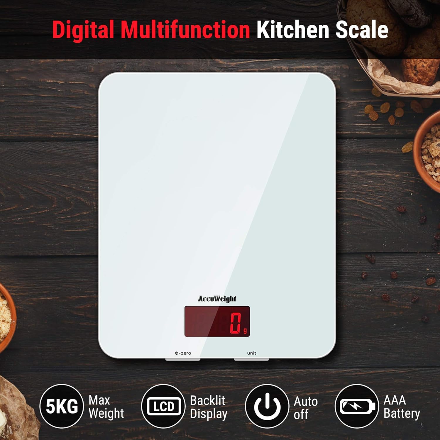 Thumbnail 1 de ACCUWEIGHT Báscula digital de cocina 5 kg