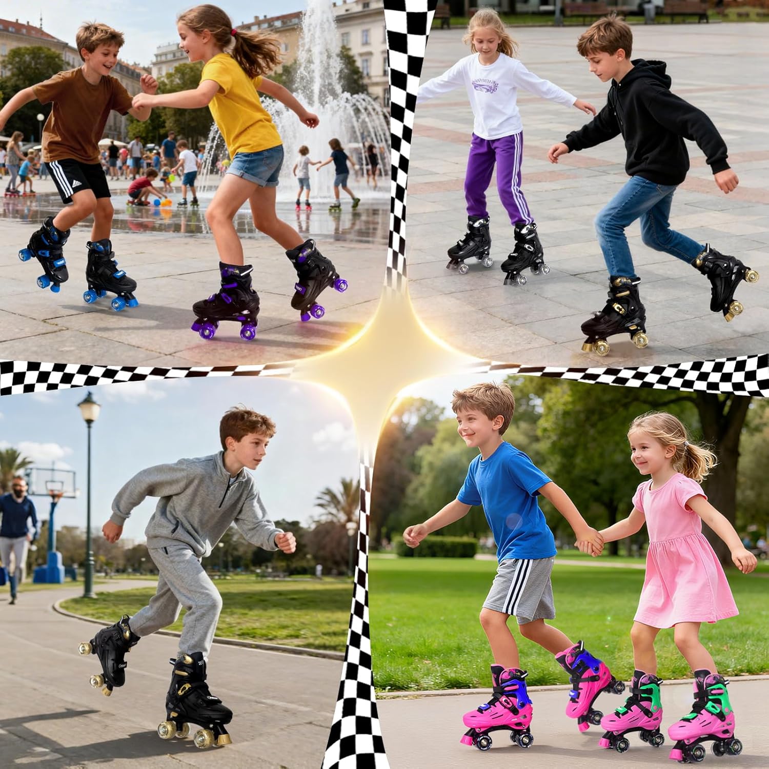 Thumbnail 3 de Nattork Adjustable Roller Skates for Kids (Ages 4–16) – Racing Car Design, ABEC-7 Bearings & Triple Lock Safety