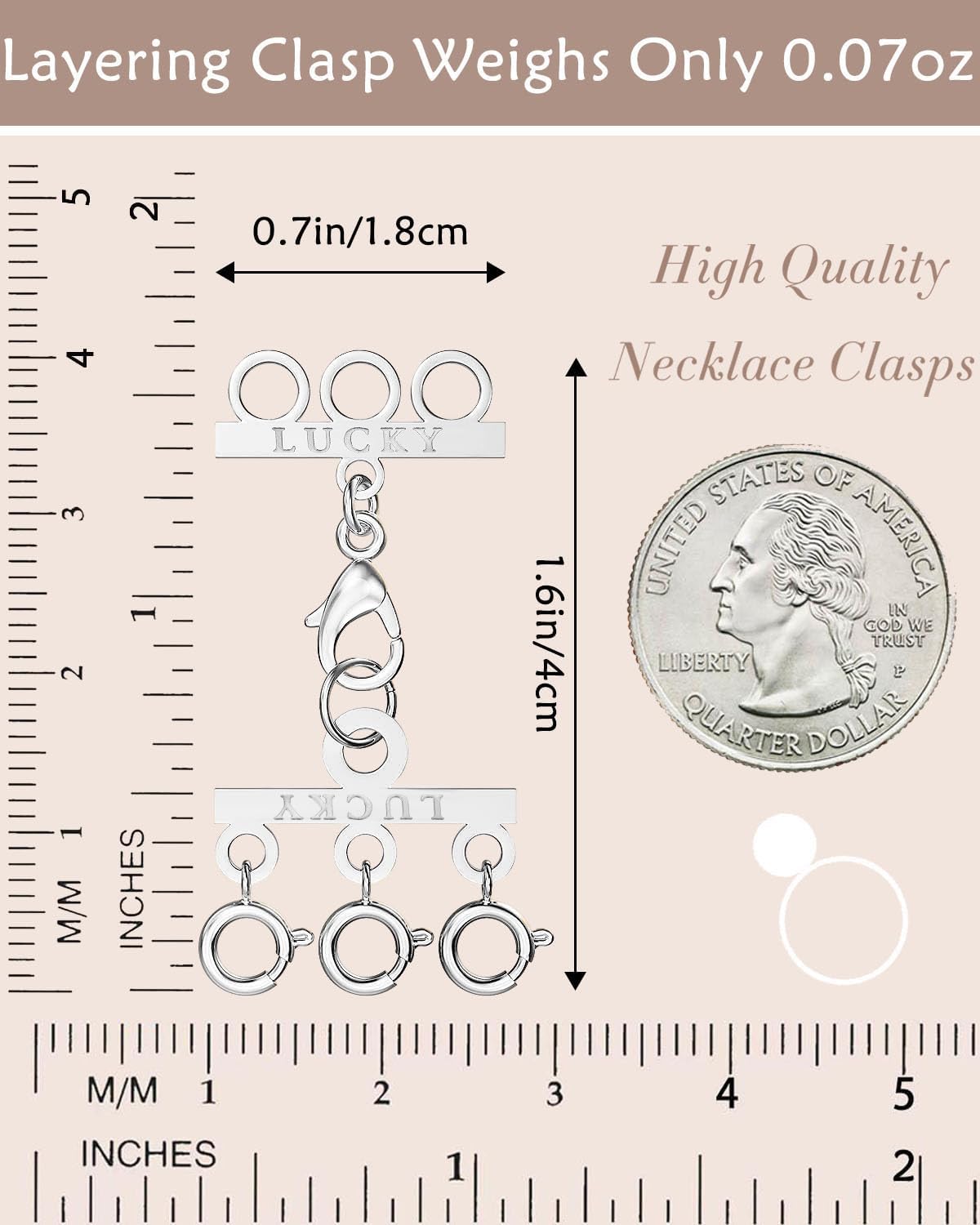 Detalle de OHINGLT 01 Necklace Layering Clasp, Triple Silver Stainless Steel