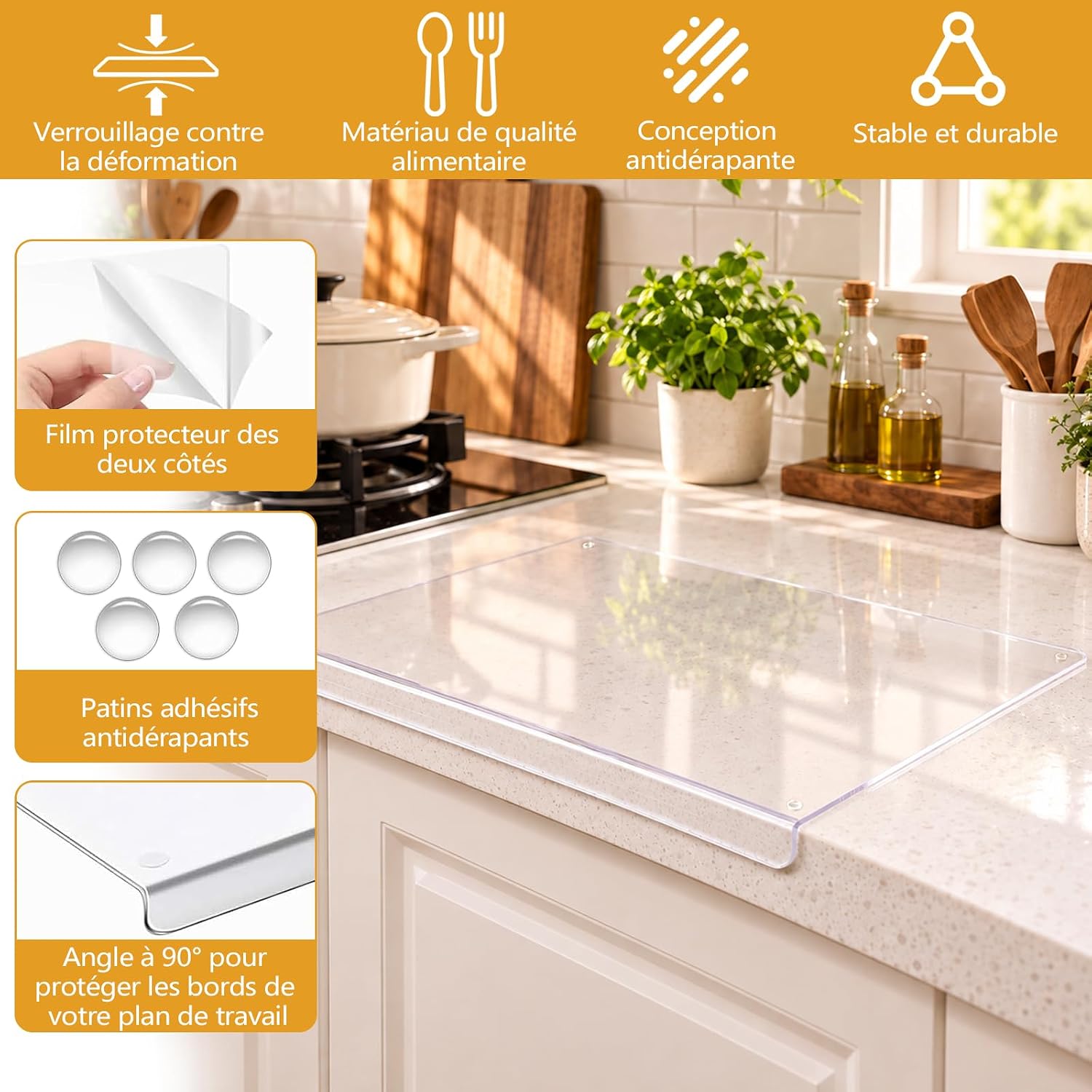 Detalle de Divove cuttingboard-O3-45X40 acryl snijplank 45 x 40 cm, transparant