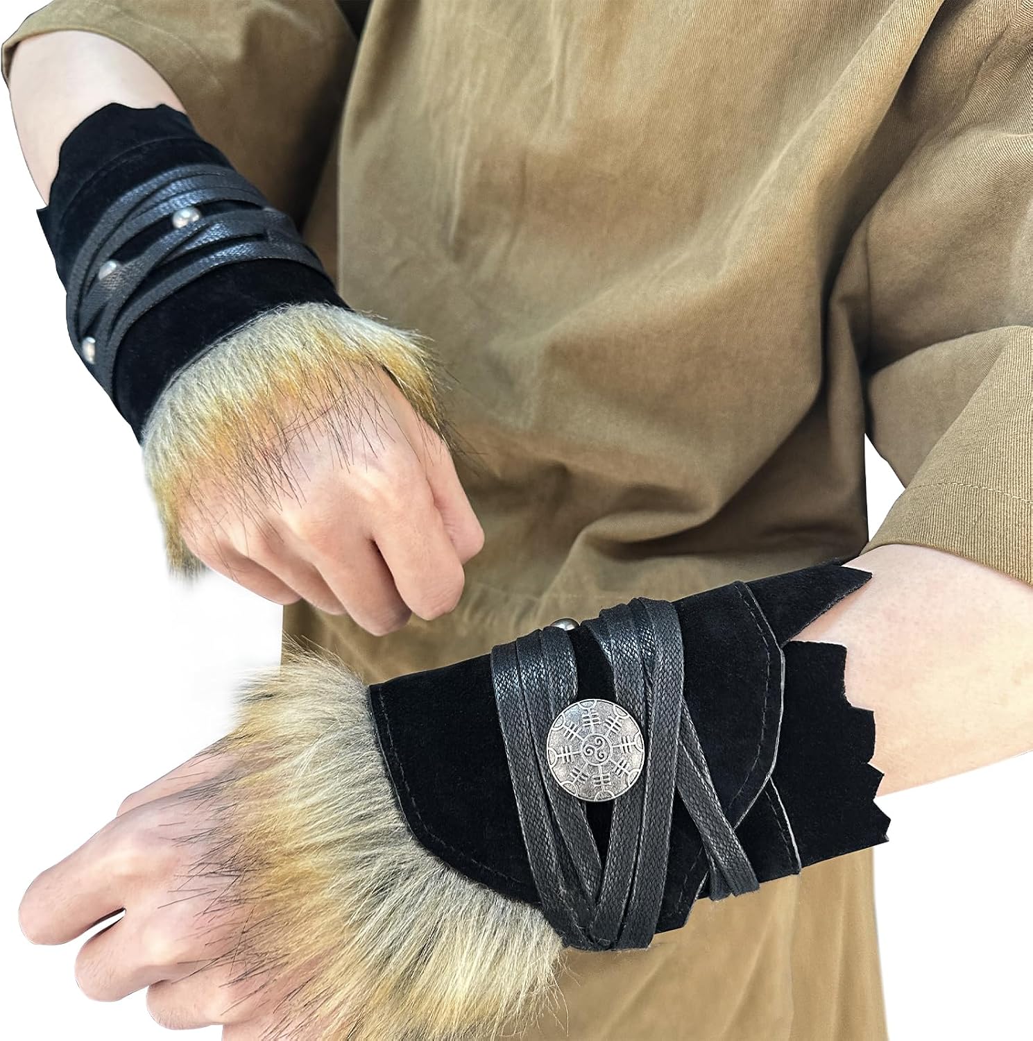 Thumbnail 6 de HiiFeuer Medieval Suede Arm Wraps
