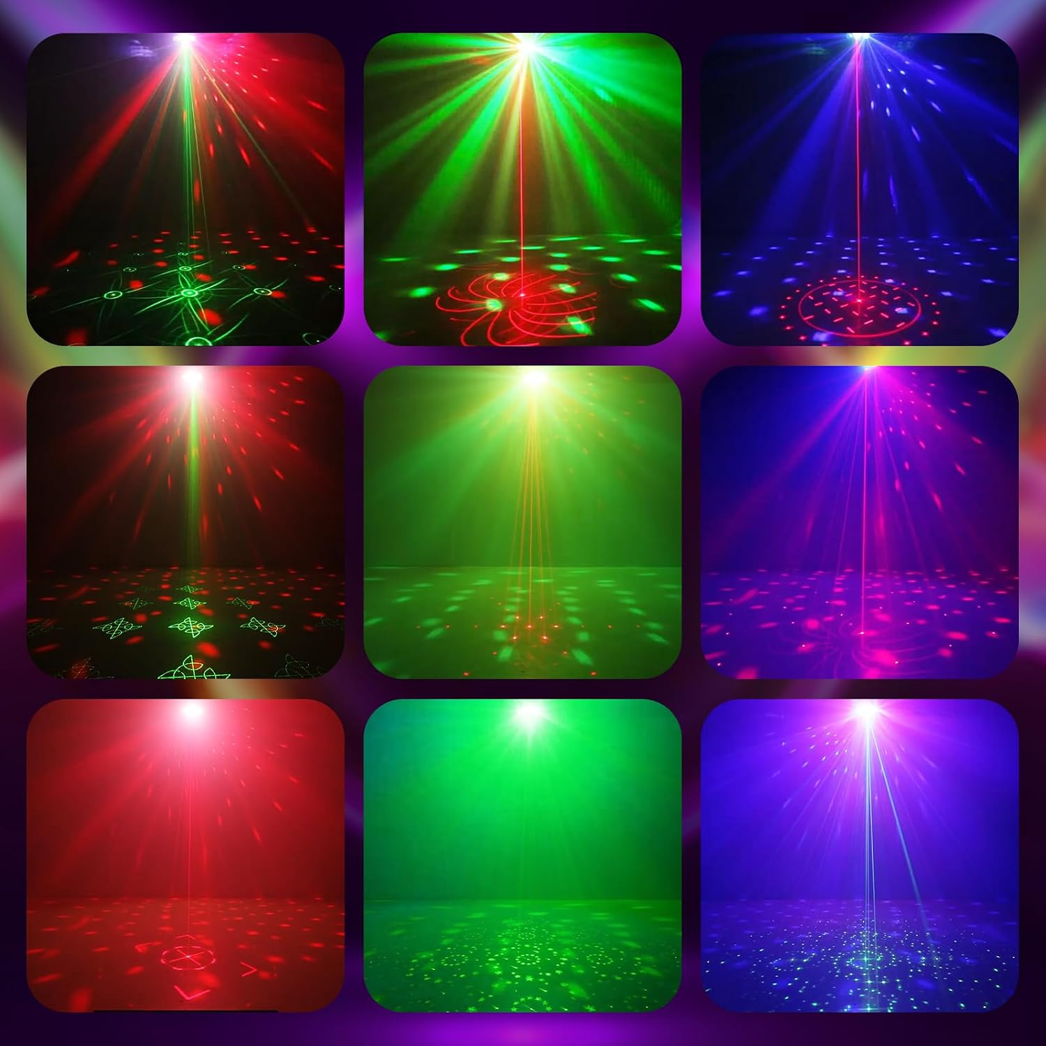 Detalle de Vicalo Discolicht Dual Disco Bälle RGB – Sound-aktivierte Partybeleuchtung für DJ, Club & Events