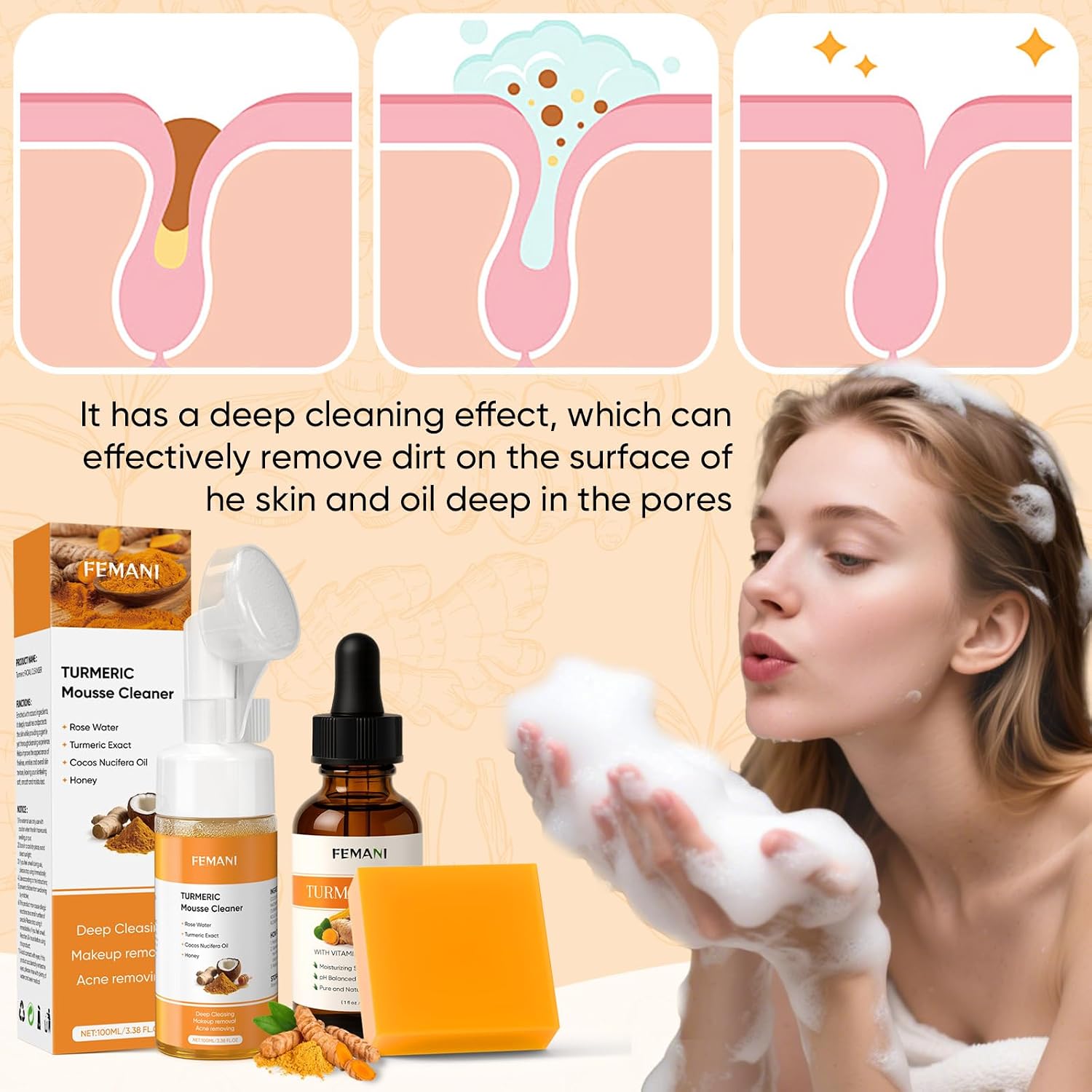 Detalle 2 de Turmeric Face Wash Set with Soap Bar