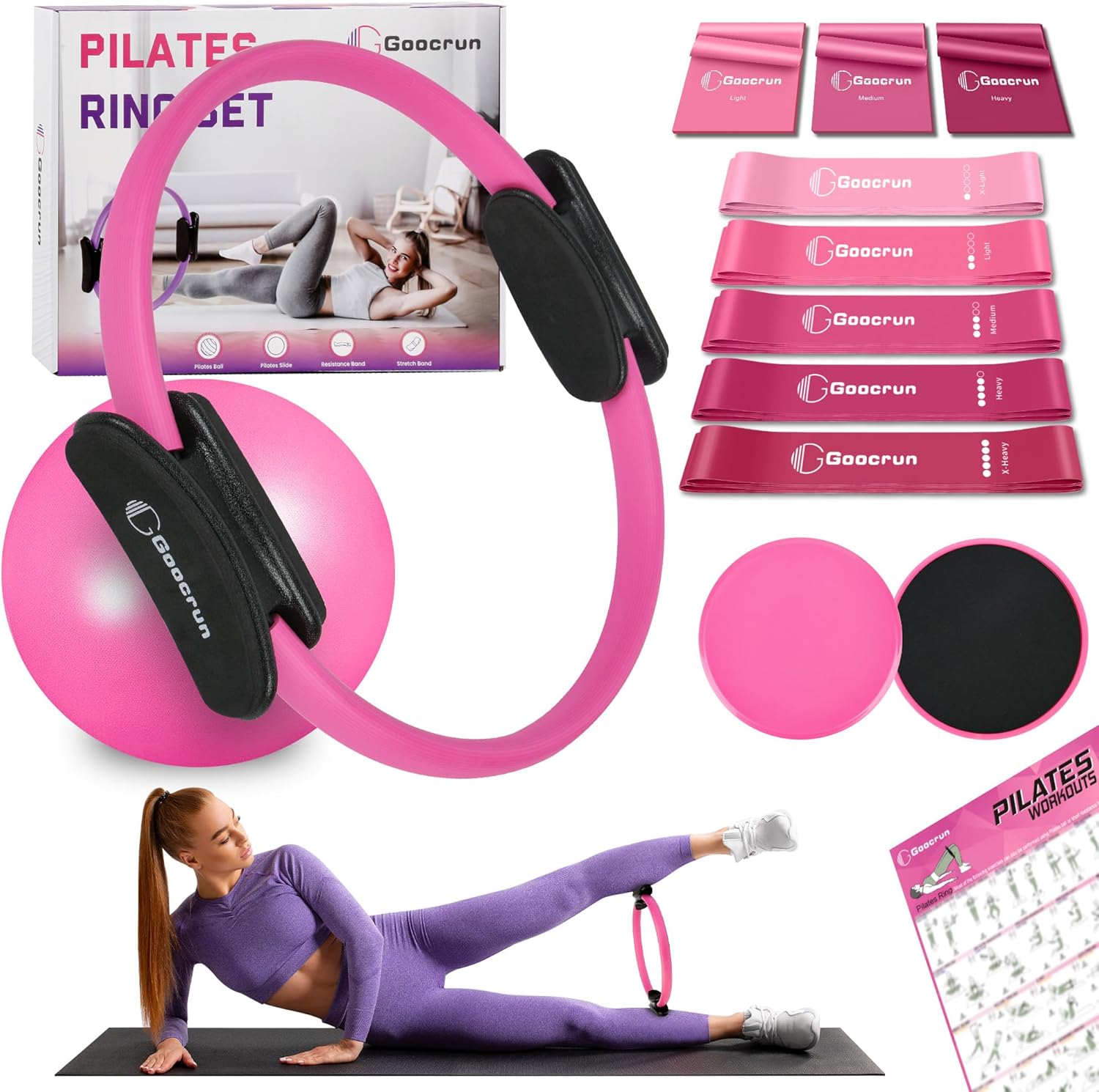 Goocrun Pilates Ring Set with Resistance Bands 💪