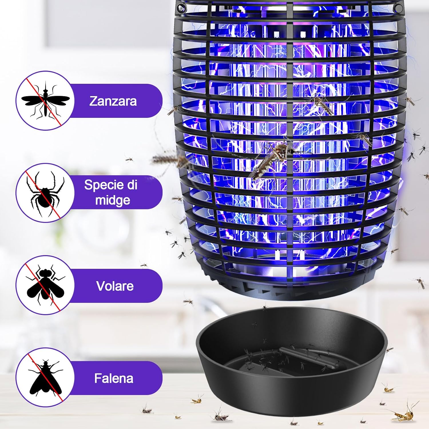 Thumbnail 2 de PALONE Lampada Antizanzare Elettrica 4500V 20W UV 365 NM – IPX4, uso interno/esterno
