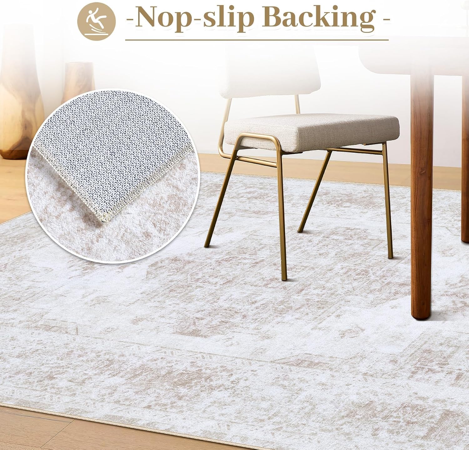 Thumbnail 5 de XLUEZ Area Rug 8x10 Low Pile Beige