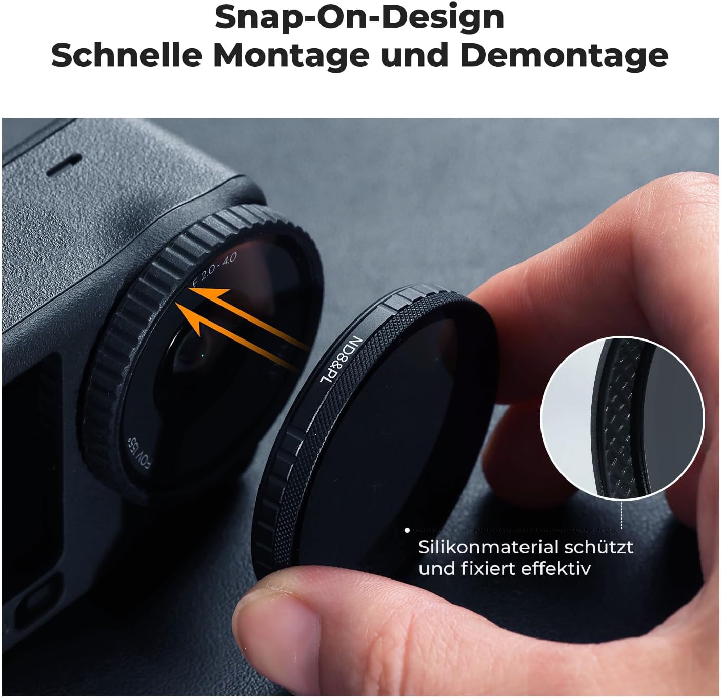 Detalle 2 de K&F CONCEPT ND&PL Filter-Set für DJI Osmo Action 6 (4er-Pack: ND8/PL bis ND64/PL)