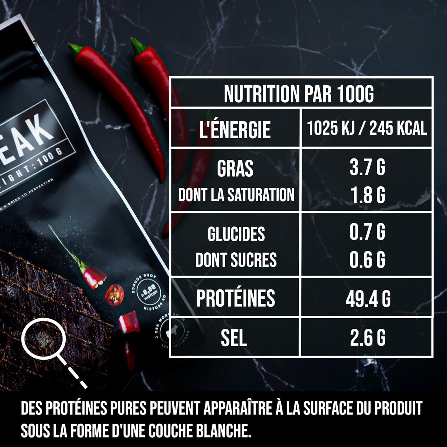 Detalle 2 de The Meat Makers Peppered 500g viande séchée 🥩