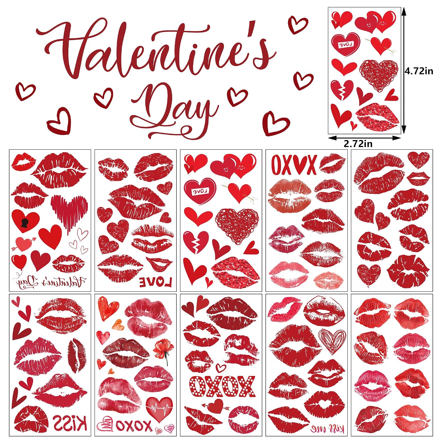 Thumbnail 1 de 120-Pack Cupid and Valentine Temporary Tattoos for Skin and Smooth Surfaces