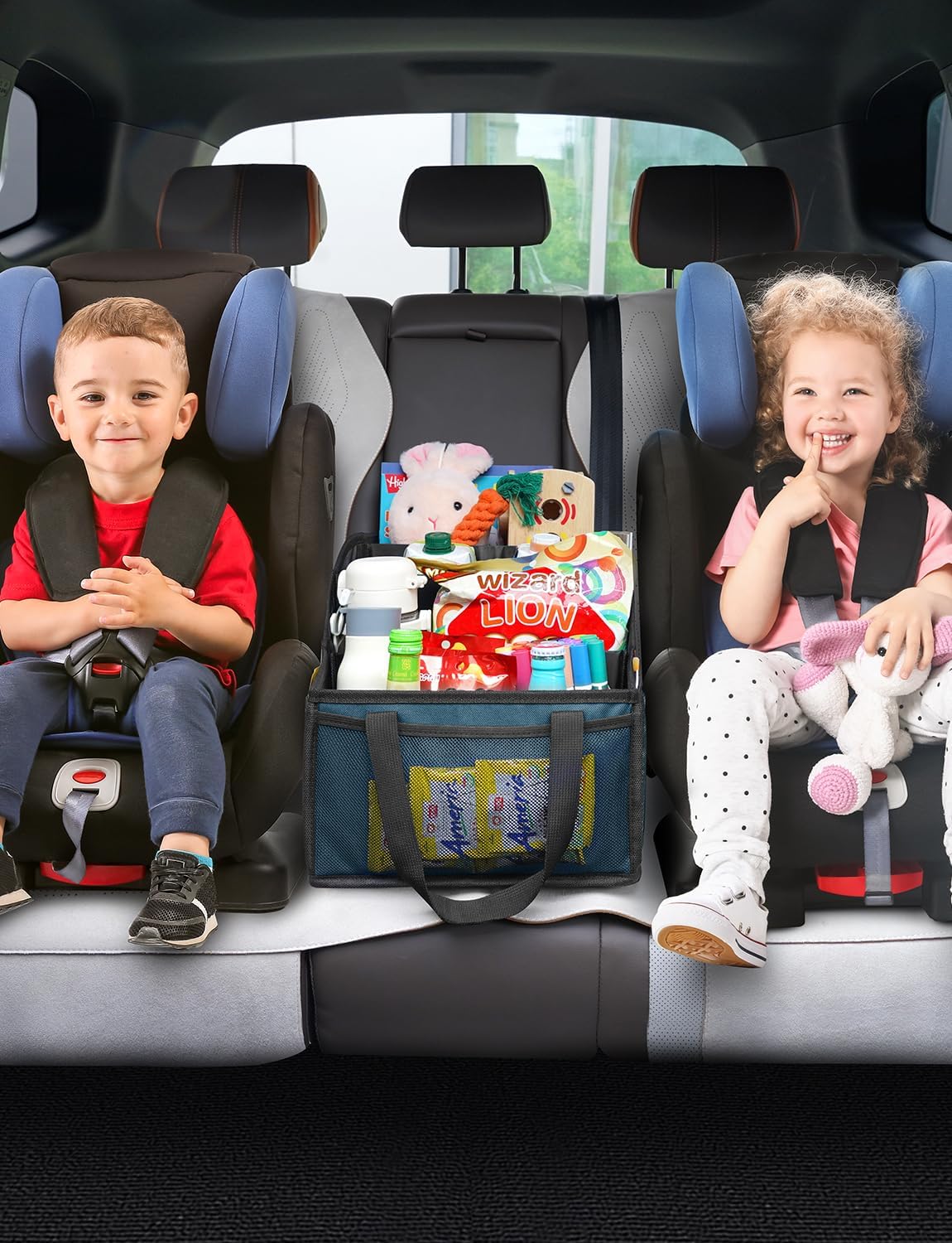 Thumbnail 1 de YOHOOLYO Car Seat Organiser: Backseat Organisation with 4 Compartments, 4 Cup Holders and 7 Mesh Pockets