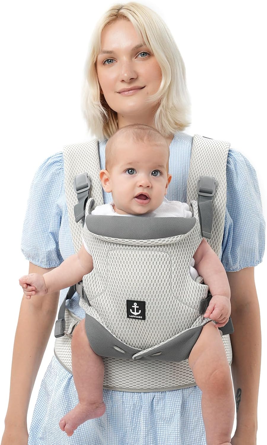 Detalle de LUFFCABO bärsele i mesh med tre bärpositioner, 5–36 månader, upp till 15 kg