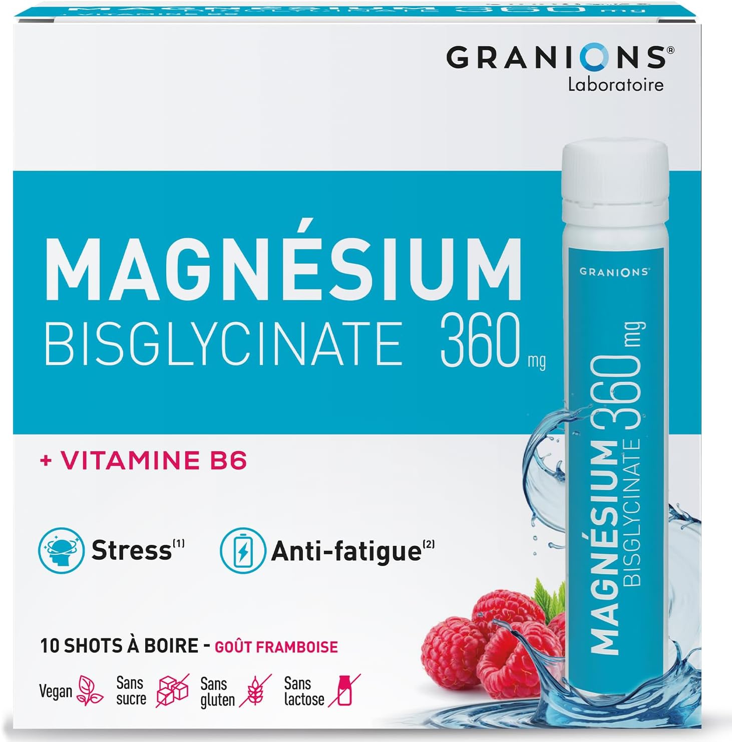 Detalle de Granions Magnesium Bisglycinate 360 mg + Vitamine B6 en shots (10 doses) – adulte, anti-stress et anti-fatigue