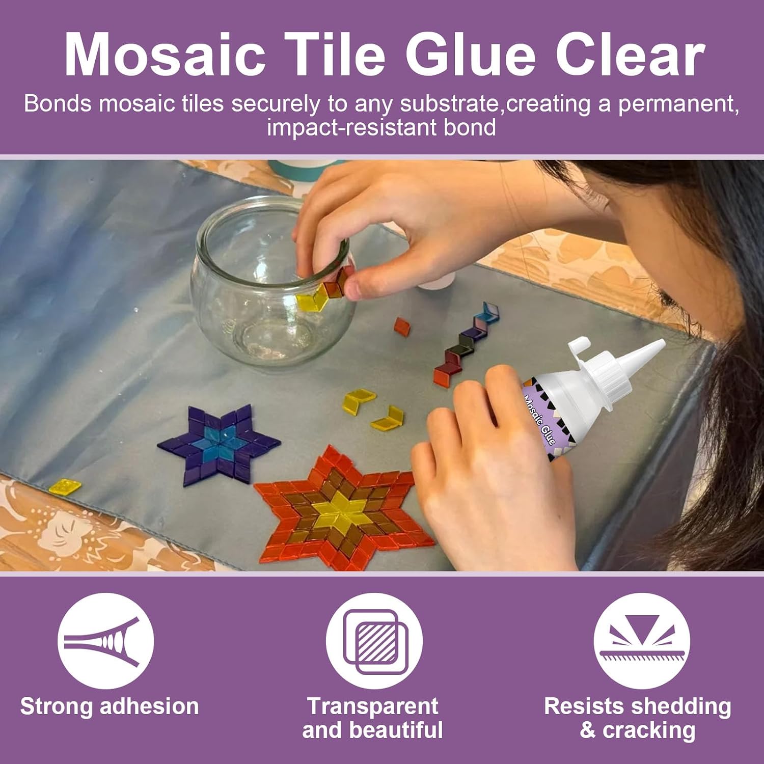 Detalle 2 de 1DFAUL 200g Clear Mosaic Tile Glue, Waterproof, Fast-Drying Adhesive