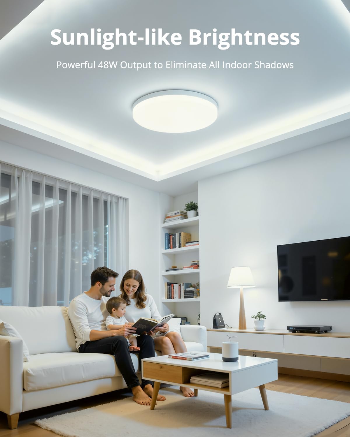 Detalle de Yafido LED-taklampa 48 W, 4 320 lm, 6 500 K och ultratunn design