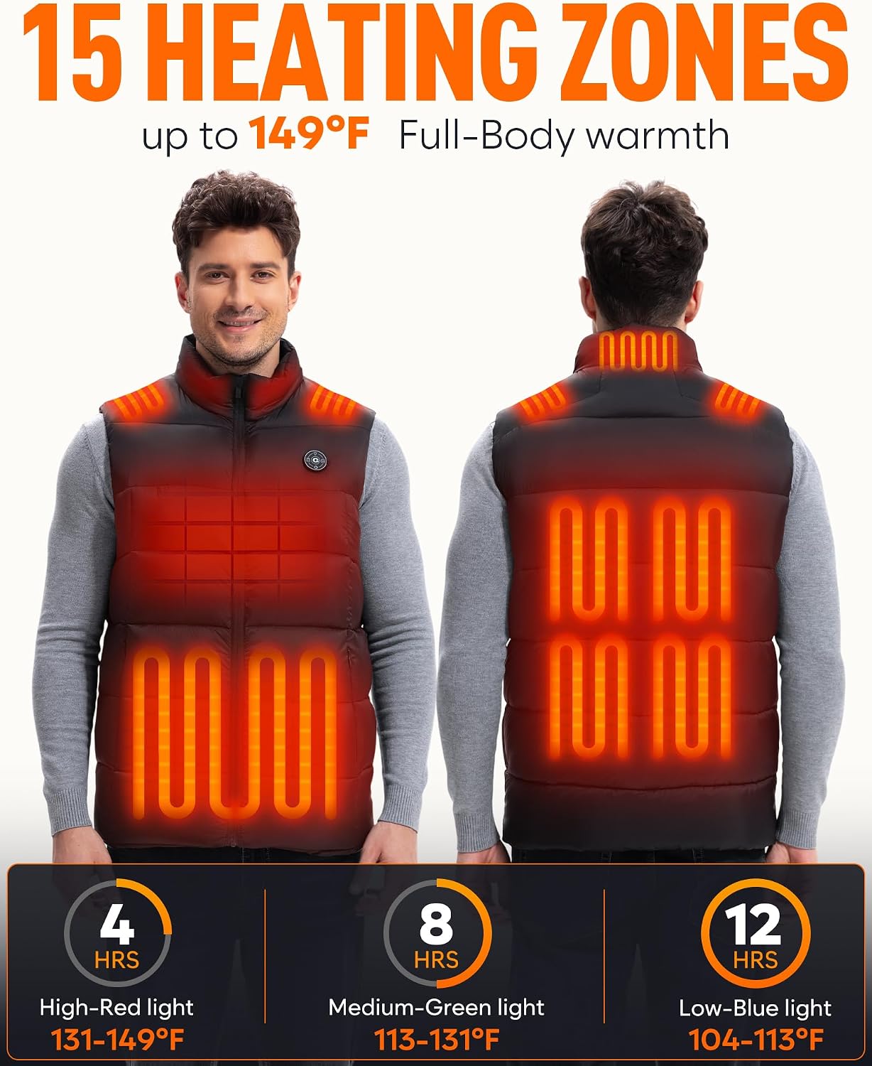 Detalle 2 de Men's Heated Vest, 16000mAh Battery