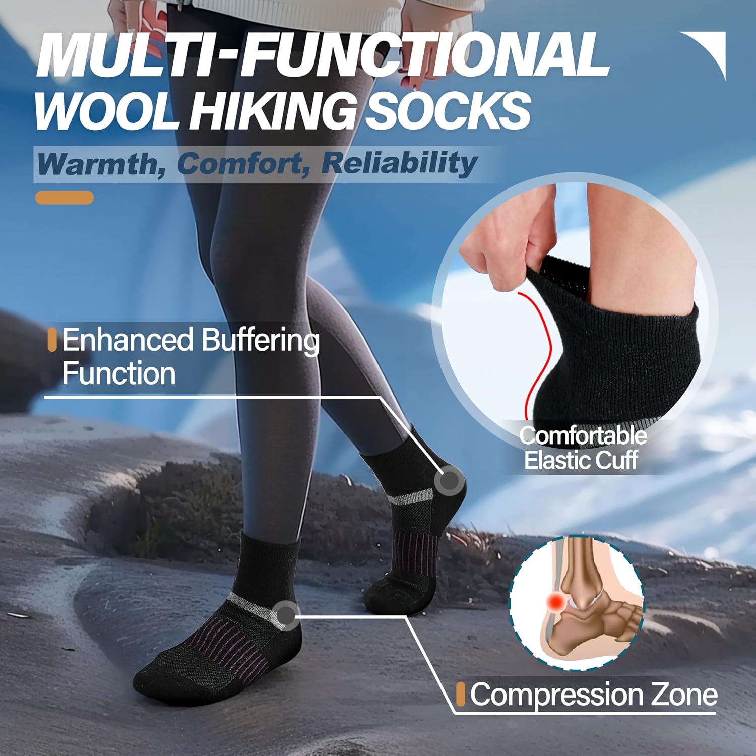Detalle de 6 Pairs Merino Wool Ankle Socks