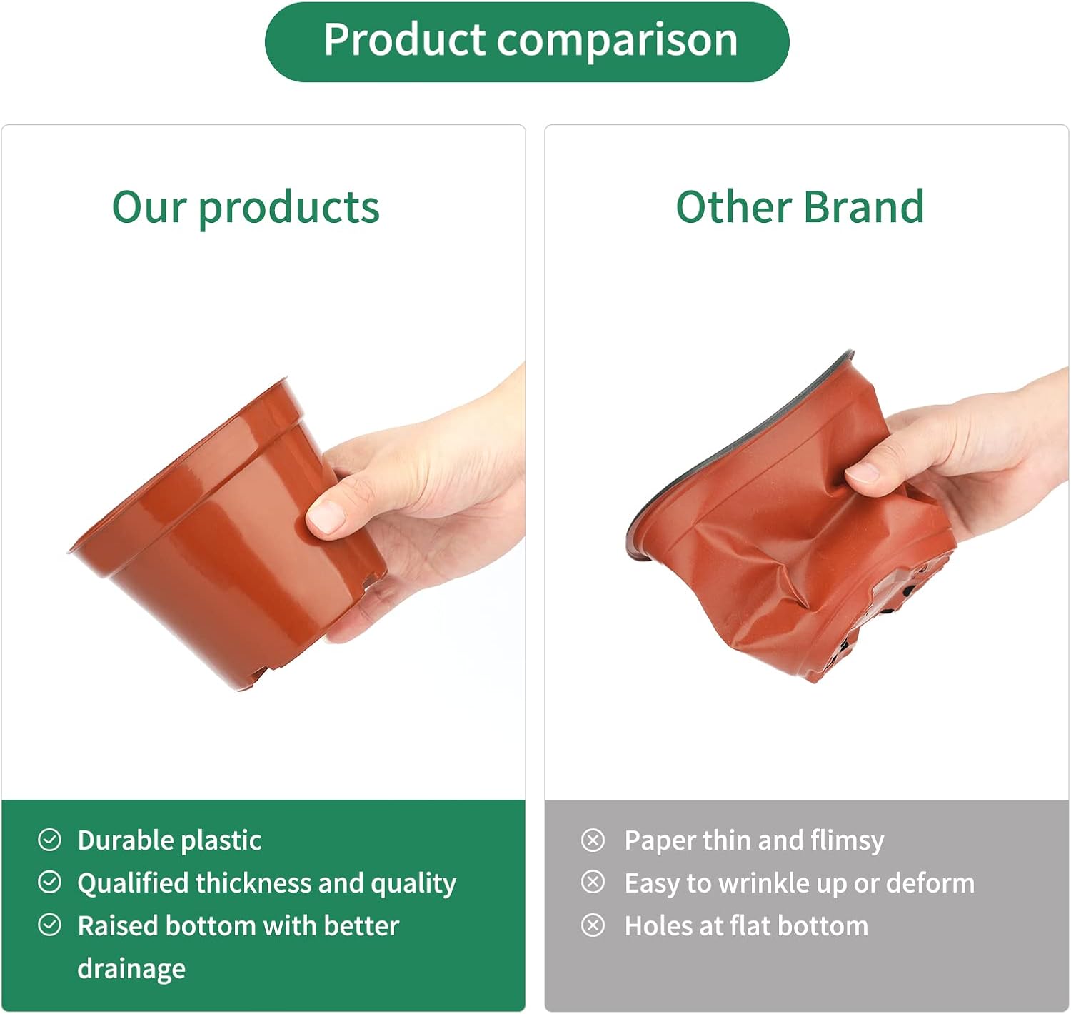 Thumbnail 2 de KINGLAKE Anzuchttöpfe 10 cm, 12 Stück – Kunststoff-Pltanzgefäße für Sämlinge mit Drainagelöchern