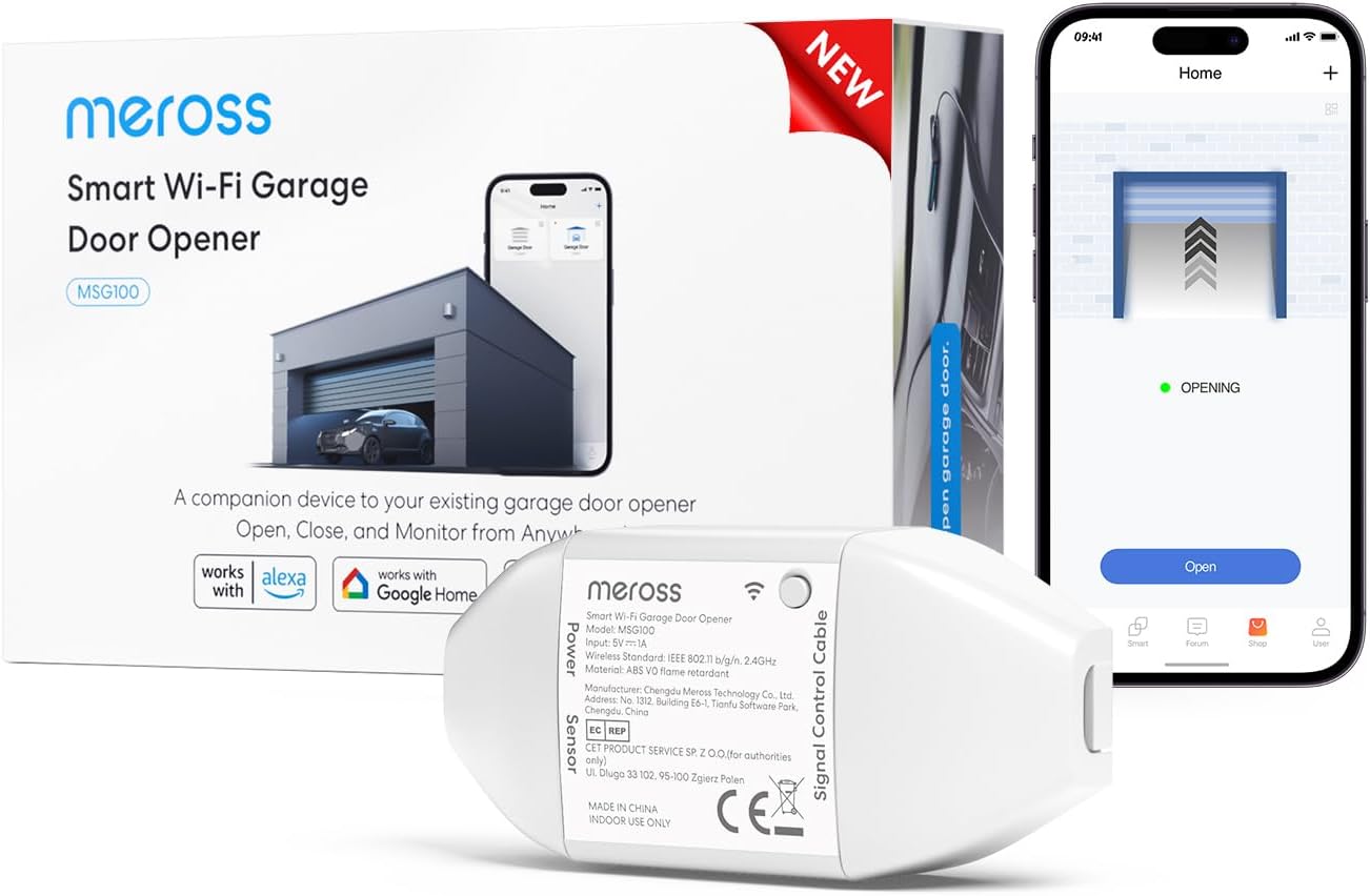 Detalle de Meross Smart Garagentoröffner Fernbedienung (WLAN) – kompatibel mit Alexa, Google und SmartThings