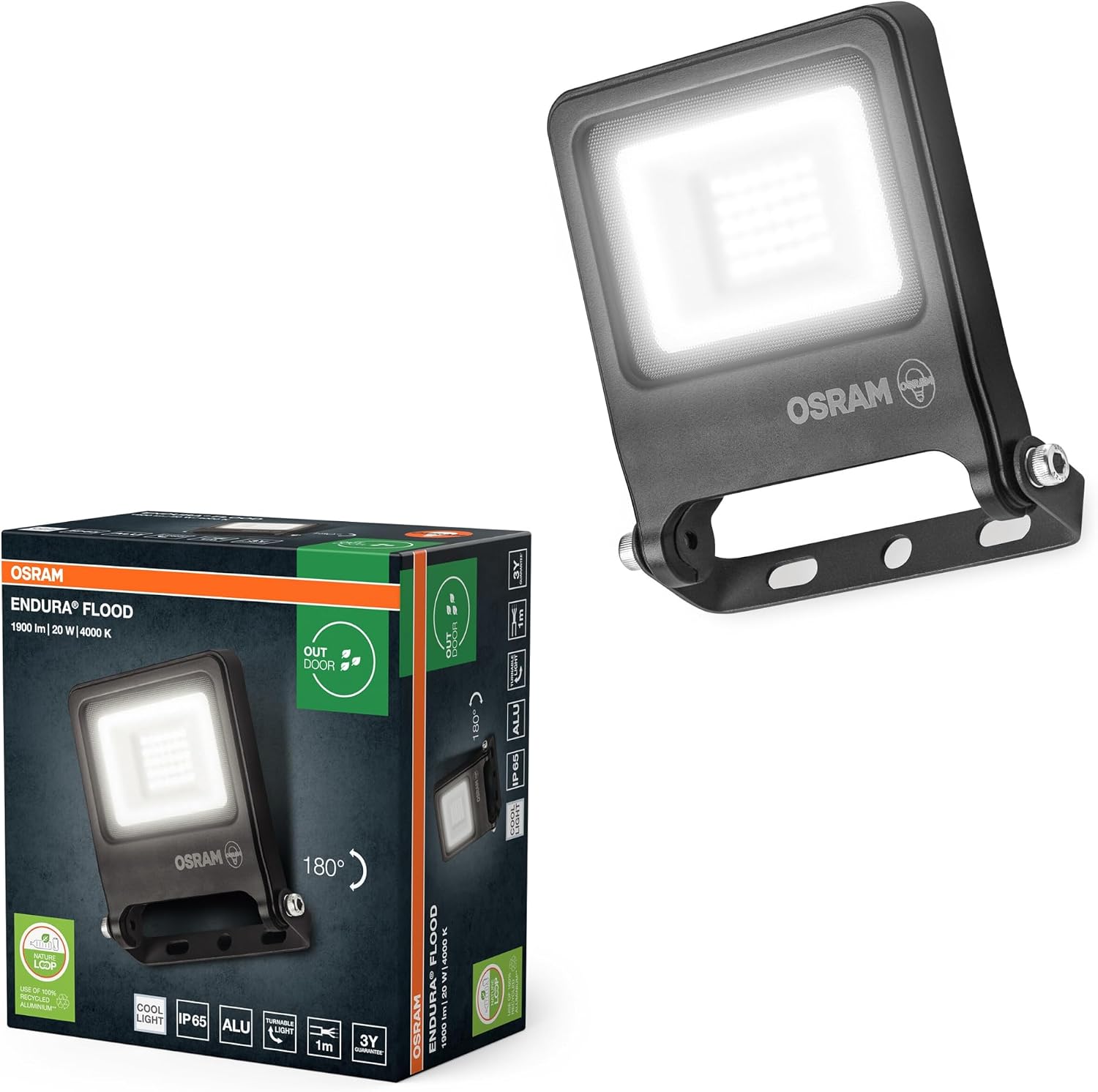 Detalle de Osram ENDURA Flood Cool White PCR – projecteur compact en aluminium recyclé