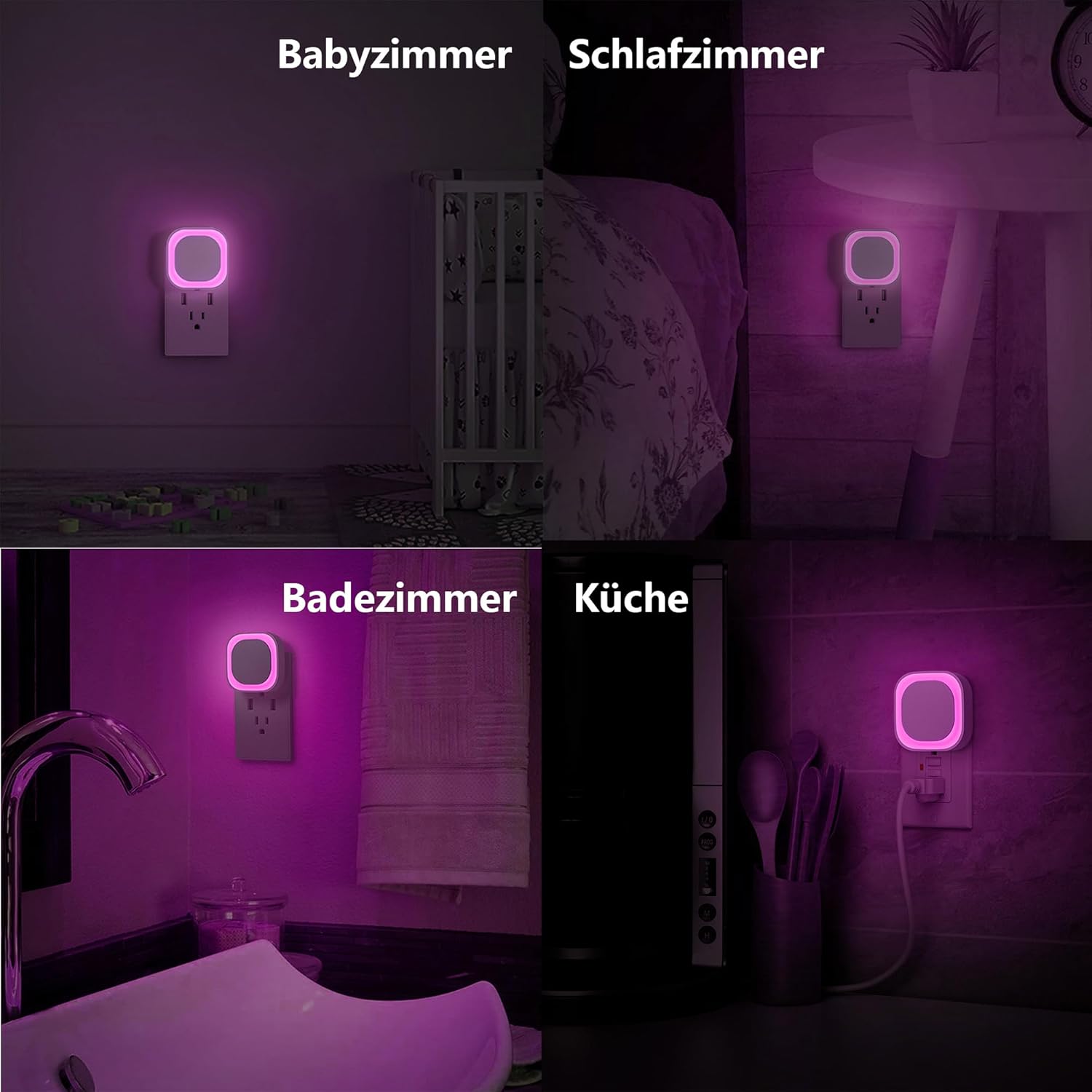 Thumbnail 4 de YUNLEX Nachtlicht Steckdose 2er-Set mit Dämmerungssensor, dimmbar und rosa – Sicherheit und Flair für Kinderzimmer