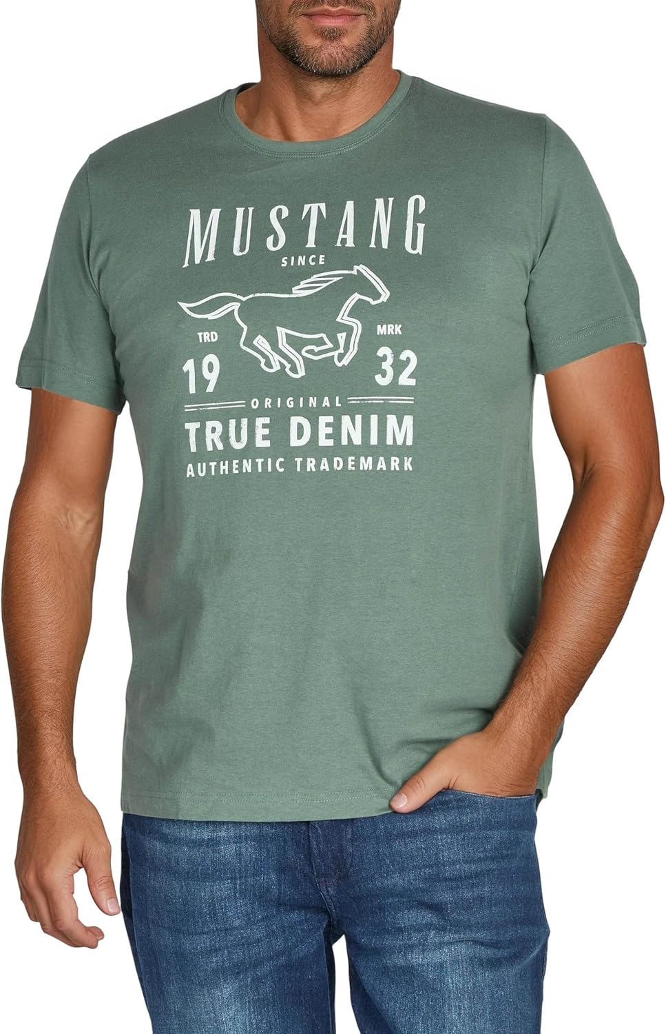 Detalle de MUSTANG T-Shirt Herren Regular Fit 4er Pack – Baumwolle, Rundhals, Kurzarm