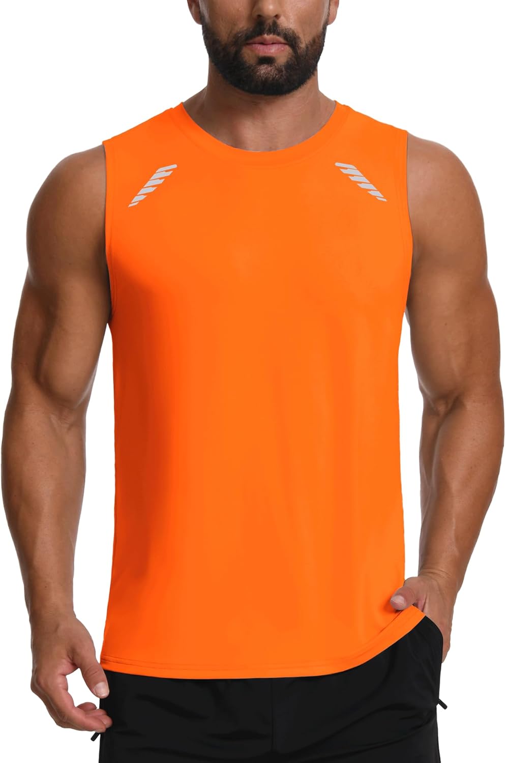 Men’s UPF 50+ Sun Protection Mesh Back Gym Tank Top with Reflective Strip