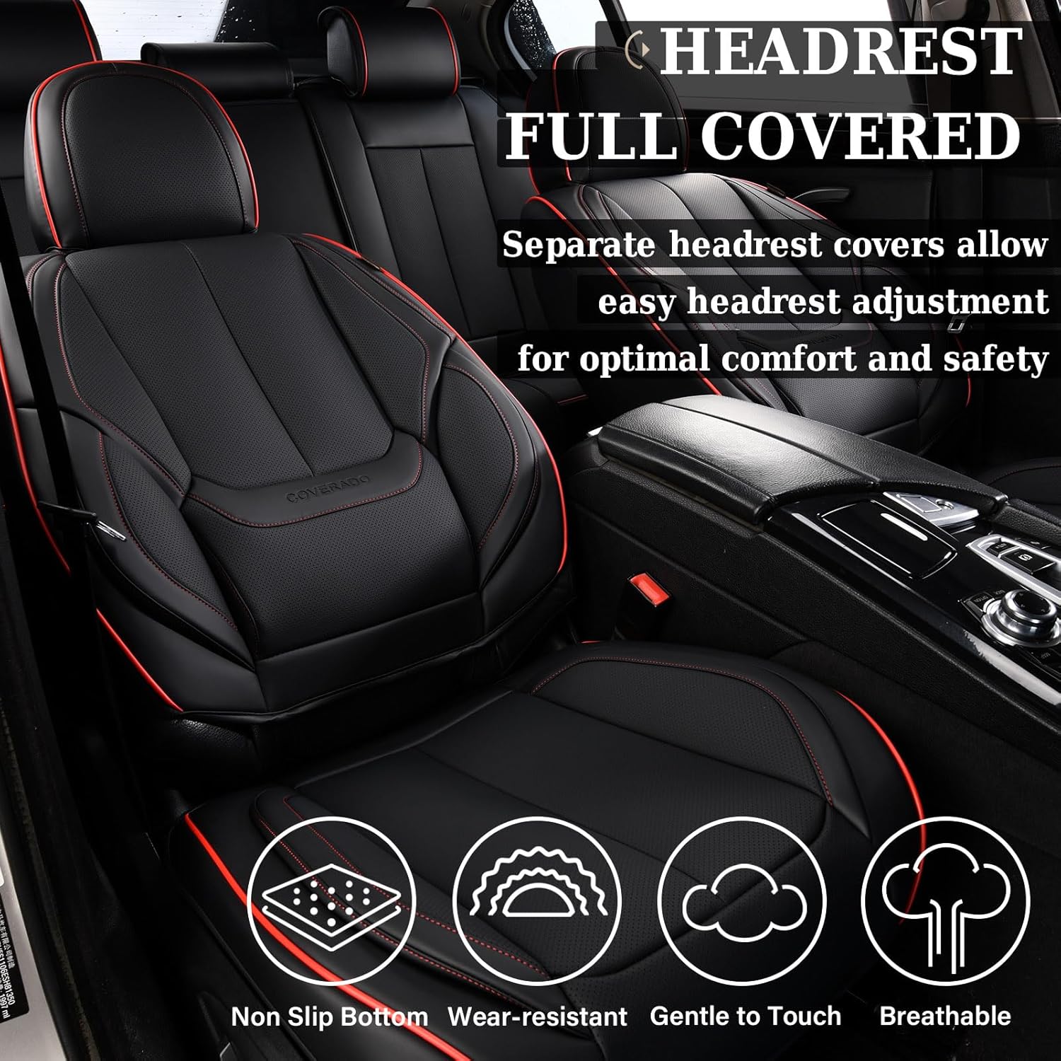 Thumbnail 4 de Coverado Car Seat Covers Full Set: Waterproof Nappa Leather Protection for Most Cars