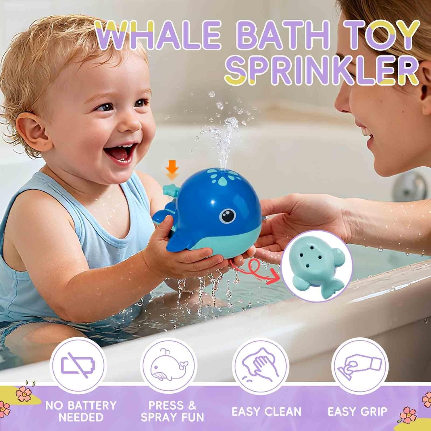 Detalle de Mold Free Bath Toys, 11PCS: Safe, Easy-Clean Floating Boats, Whale, and More for Babies 12+ Months