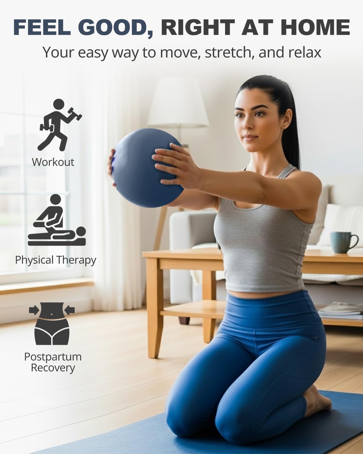 Detalle 2 de Trideer TRUSAM-YBAM-PVFR23 9-Inch PVC Exercise Ball, Navy, Textured