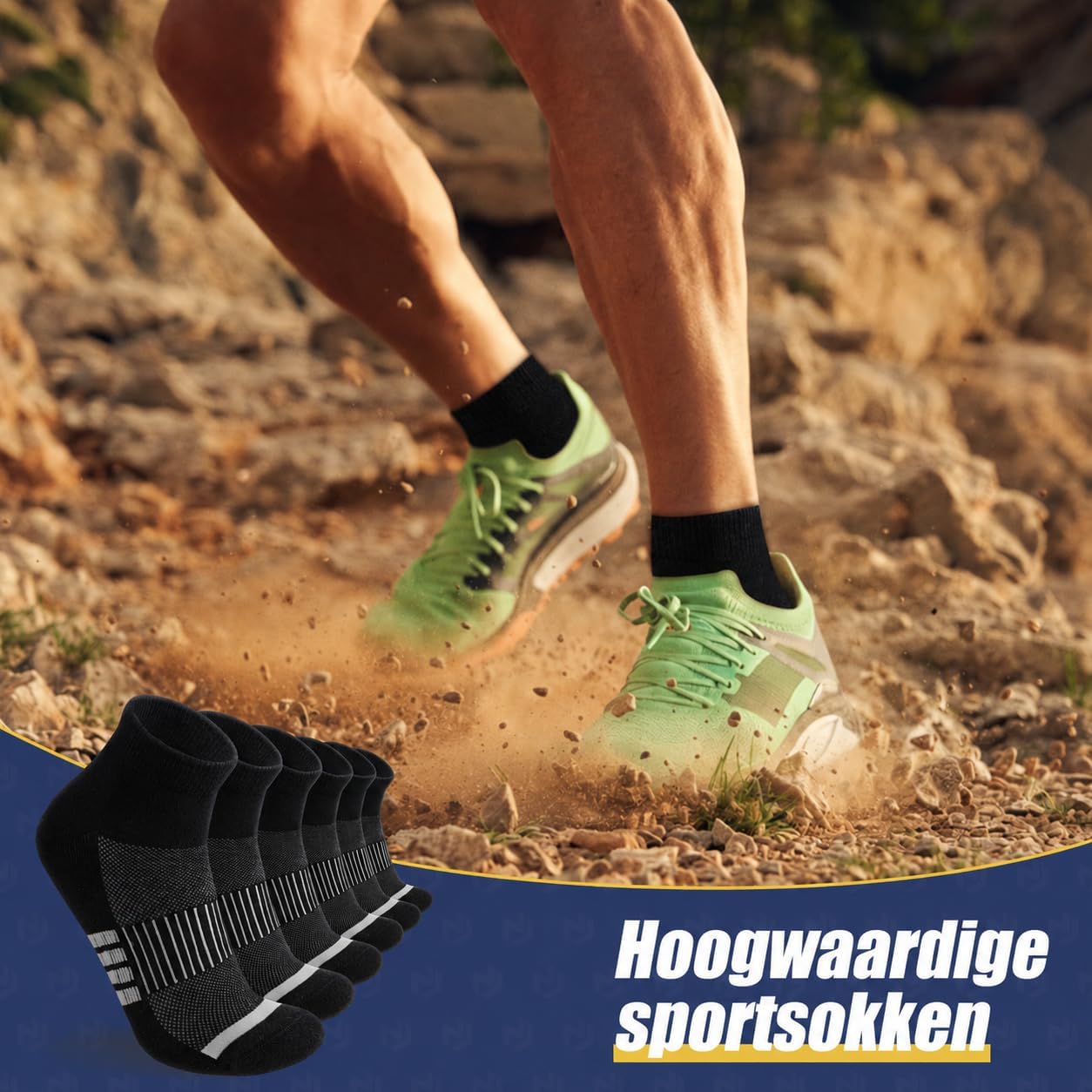 Detalle de Niofind Merino Quarter-wandelsokken, 6 paar met badstofzool en mesh