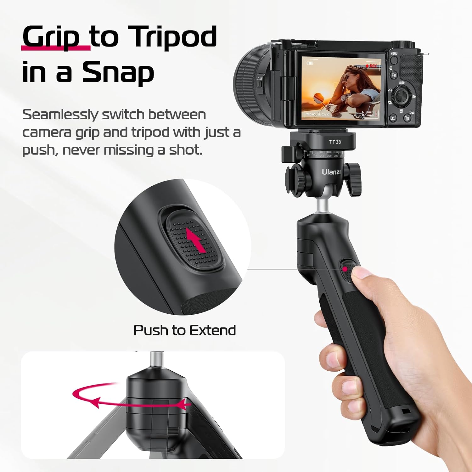 Thumbnail 1 de ULANZI TT38 Mini-Stativ mit 3 kg Tragfähigkeit und F38-Schnellwechselplatte (Reisestativ für Sony a7c, Nikon Z30, Fujifilm X-S10/X-S20)