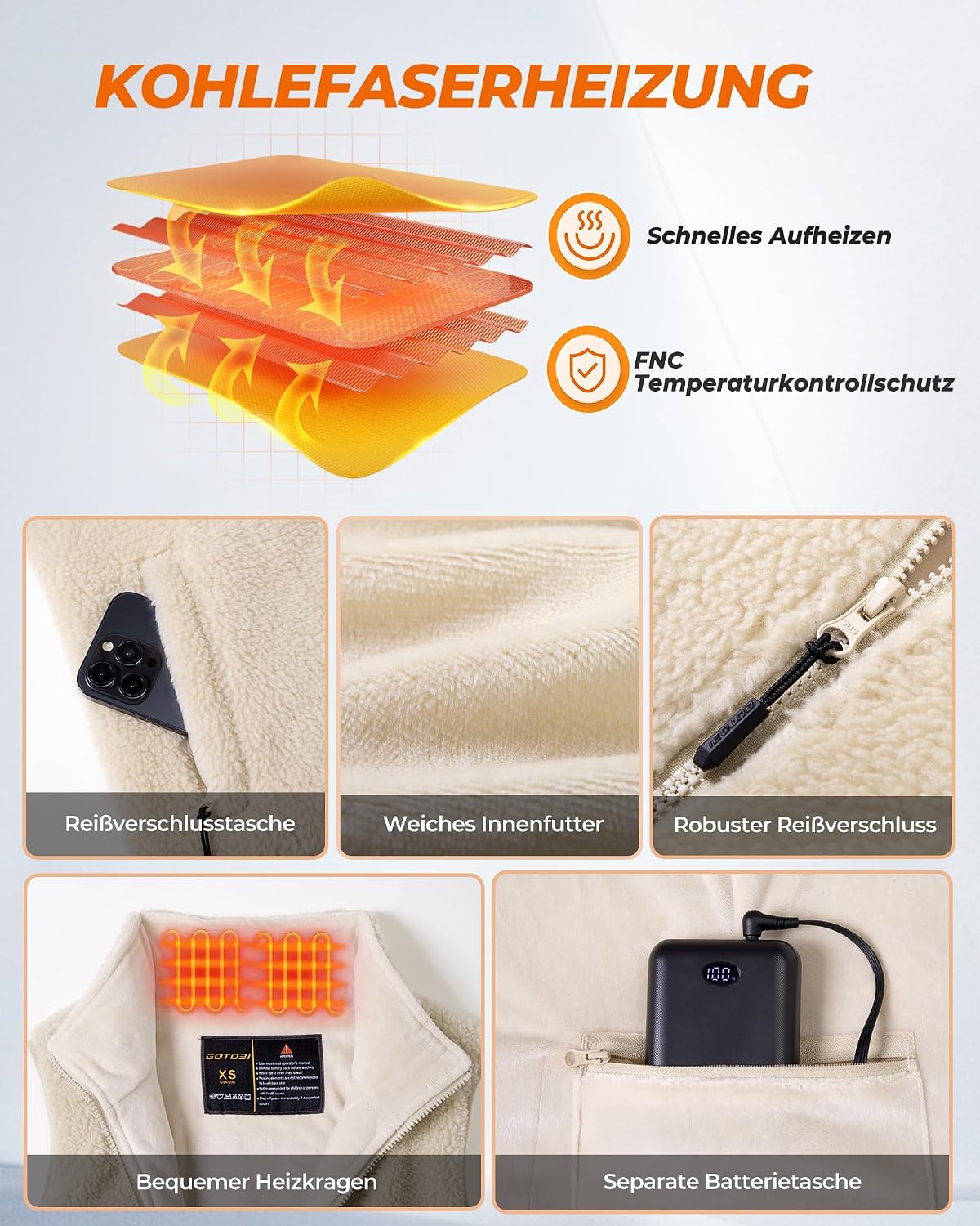 Thumbnail 6 de GOTOBI Beheizbare Fleece Weste Damen 16000 mAh