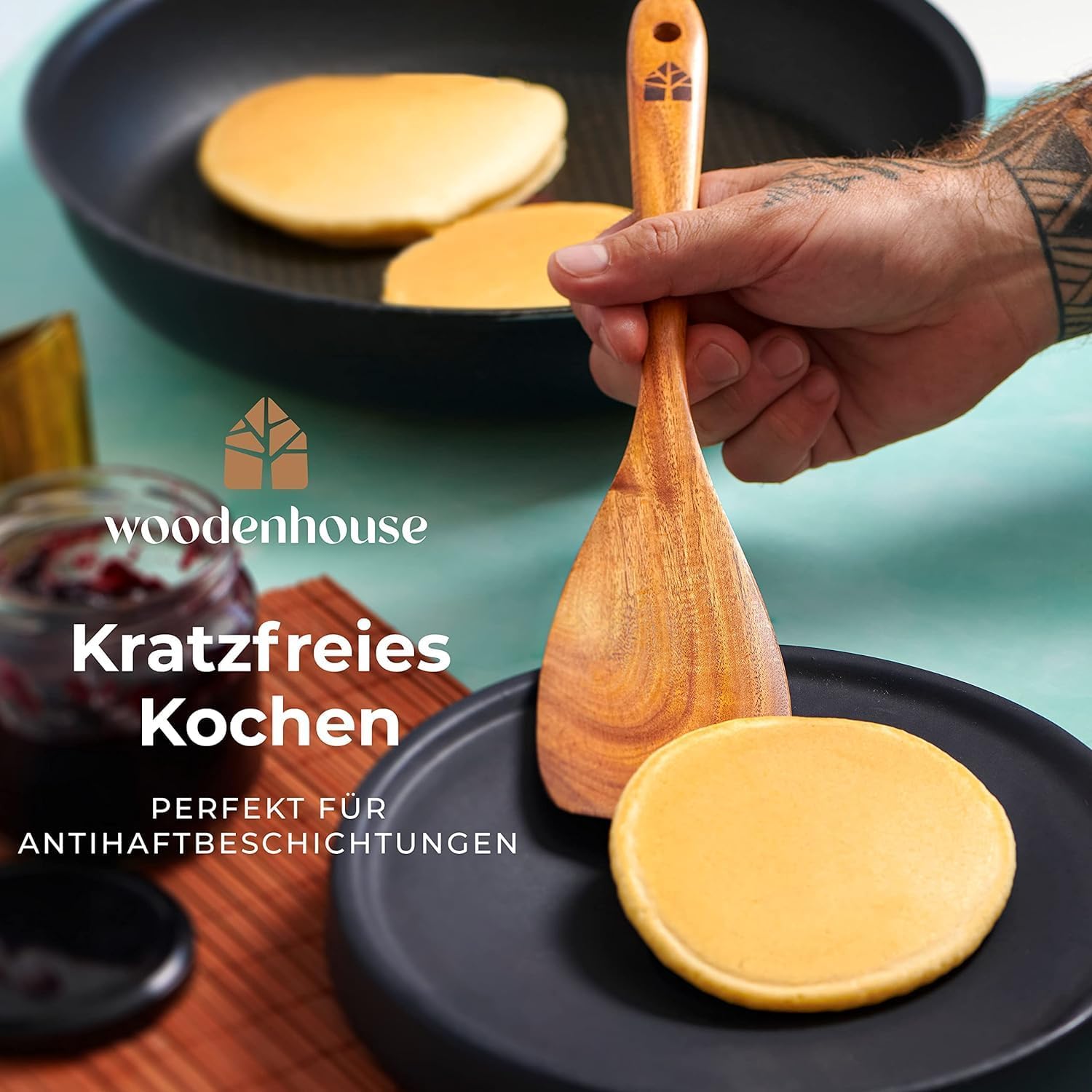 Detalle 2 de Kochbesteck-Set aus Holz 13-teilig mit Halter