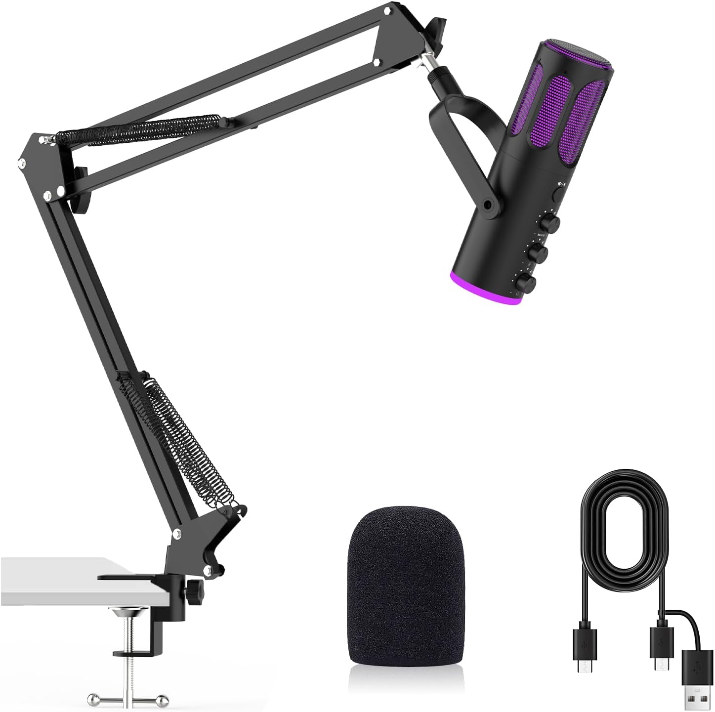 Microphone USB pour jeu et podcast Ortizan : voix claire, réduction de bruit et monitoring 3,5 mm