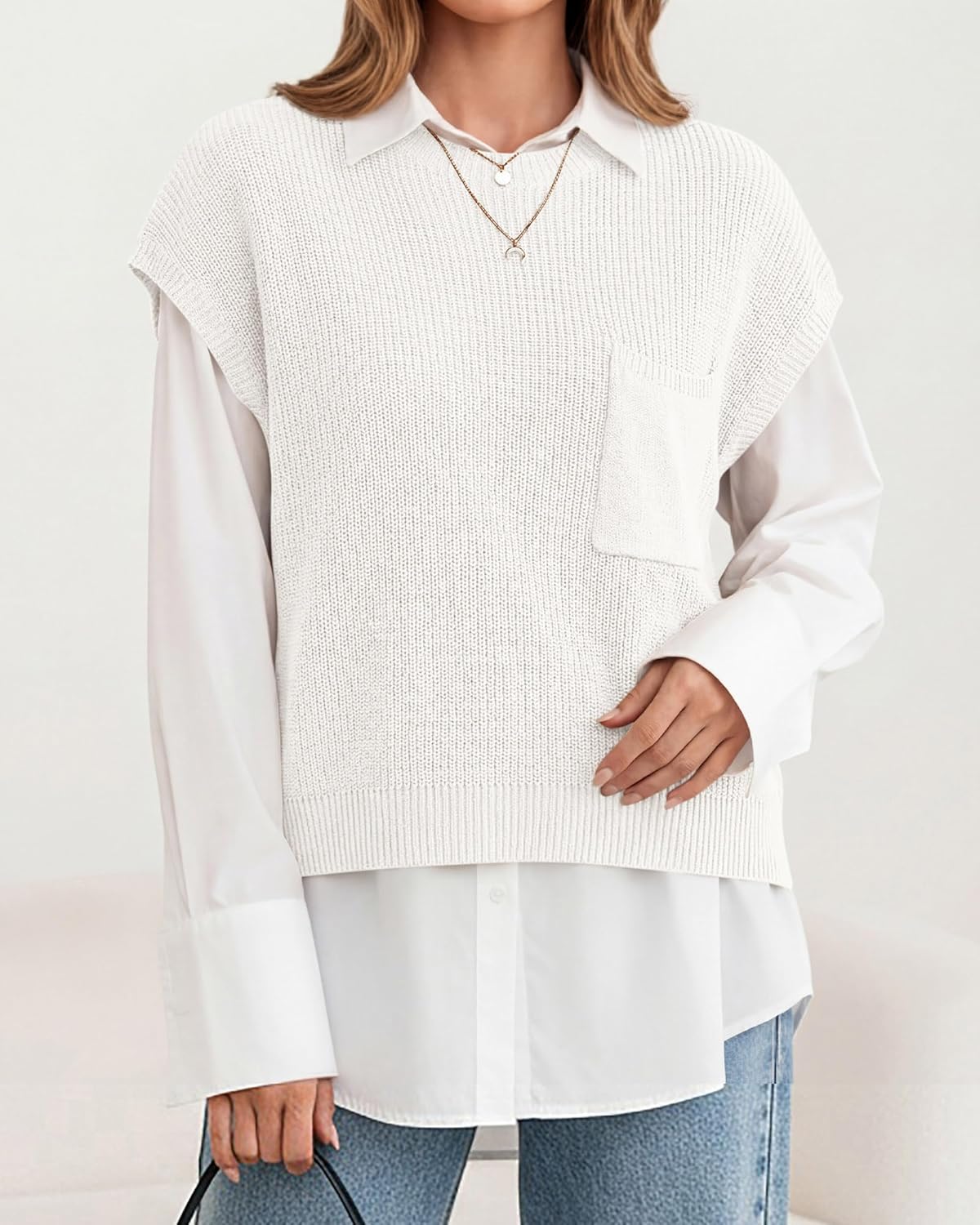 Thumbnail 4 de KIRUNDO Women’s Short Sleeve Cotton Knit Sweater Vest (Ribbed Pullover Tank)