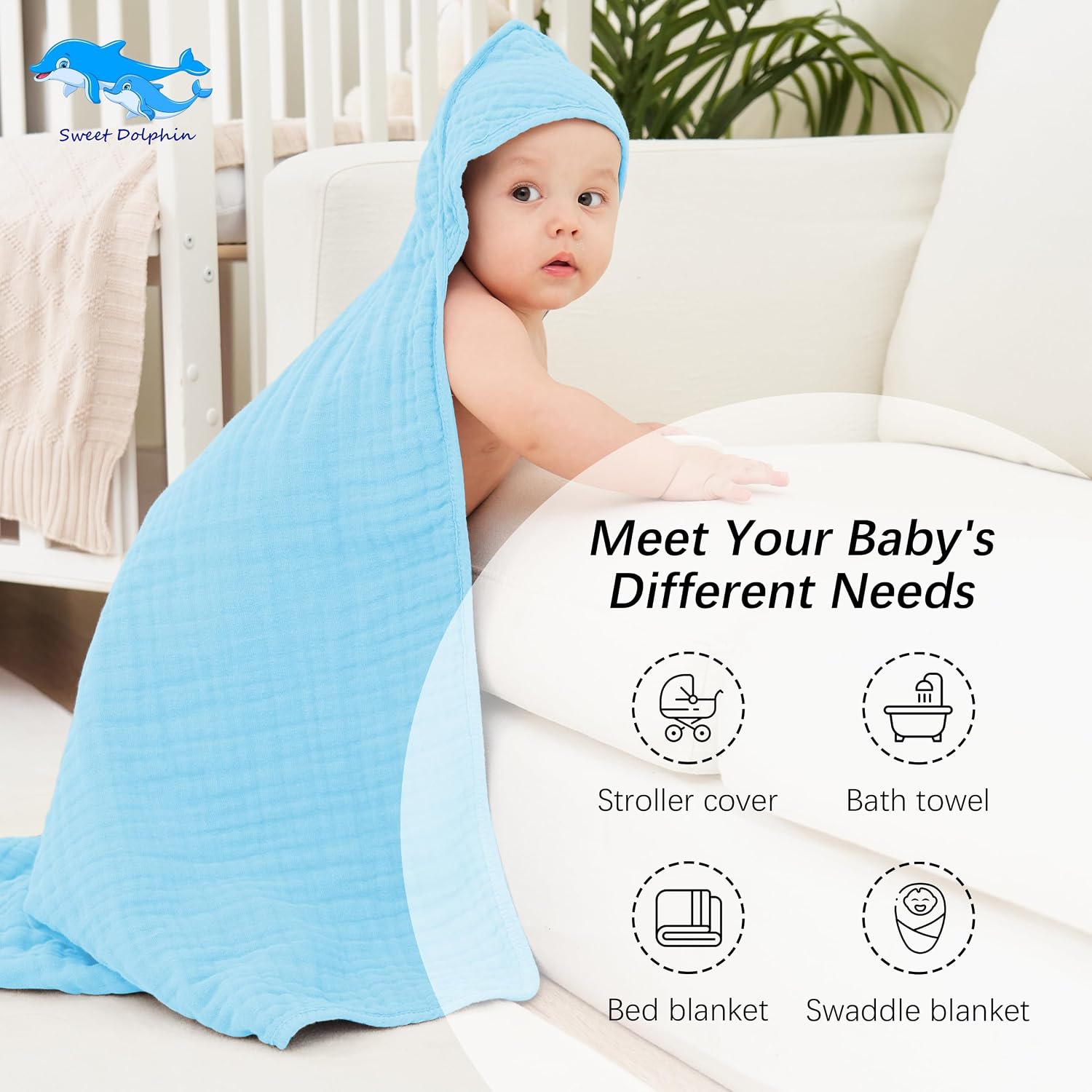 Thumbnail 4 de SWEET DOLPHIN Hooded Baby Towels 32 x 32 inches
