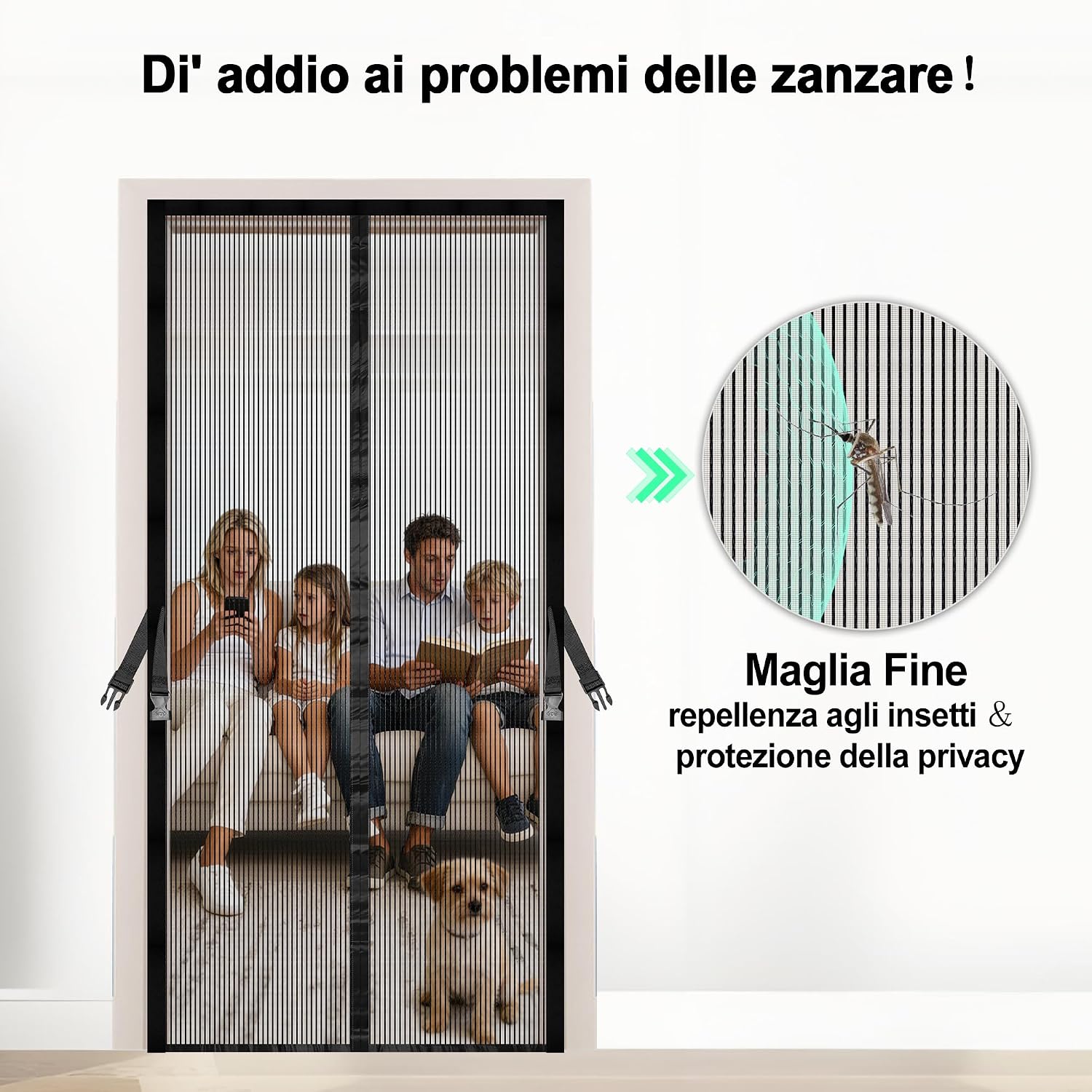 Detalle de JANORS zanzariera magnetica per porta finestra 90x210 cm, senza forare