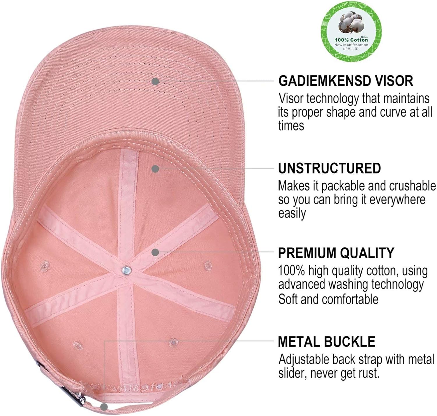 Thumbnail 1 de GADIEMKENSD Unstructured Cotton Baseball Cap (Washed Cotton) with Adjustable Metal Slider