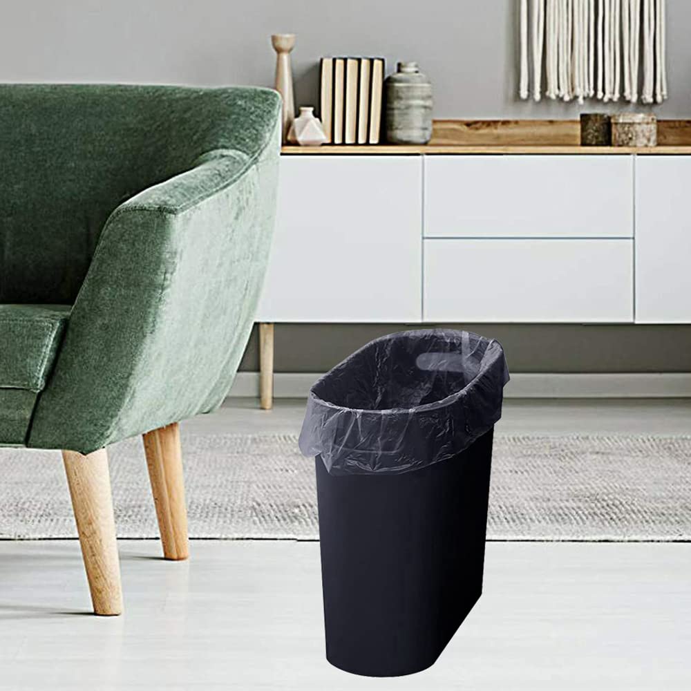 Detalle 2 de Caxmtu Mülleimer Papierkorb aus Kunststoff (2 Stück) – schmal, 27 cm hoch, 10 L, mit Griff, Schwarz