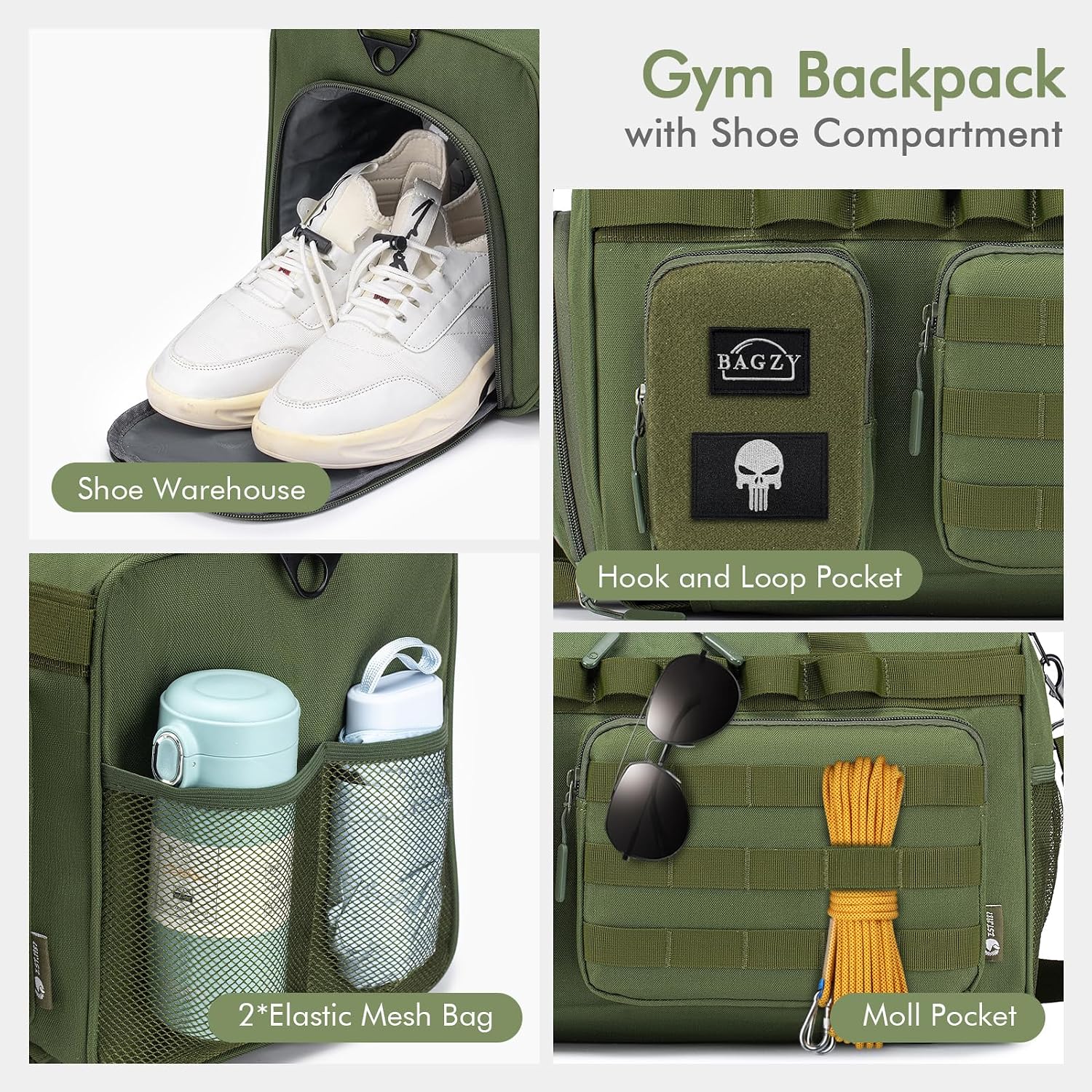 Thumbnail 6 de BAGZY Sac de Sport 40L Vert Imperméable